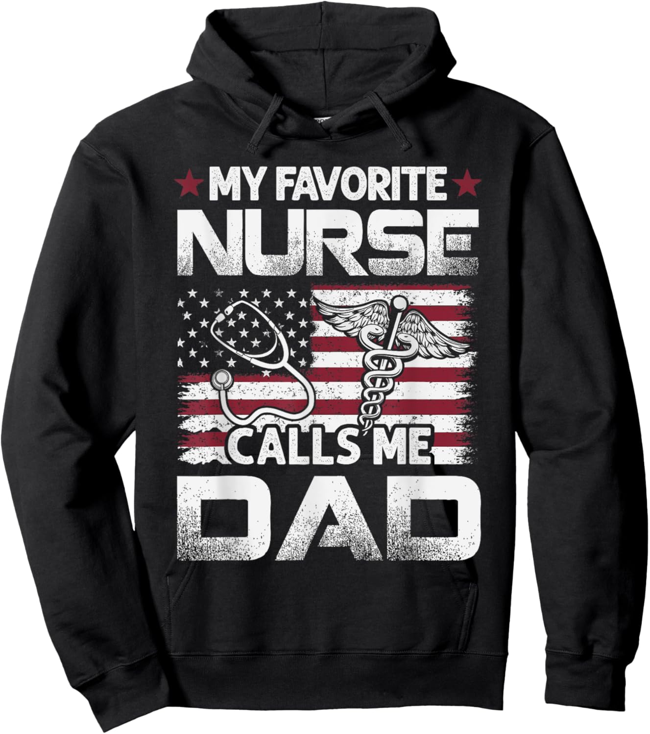 Nurse Dad Fathers Day My Favorite Nurse Calls Me Dad Vintage Hoodie - Hoodie | Black