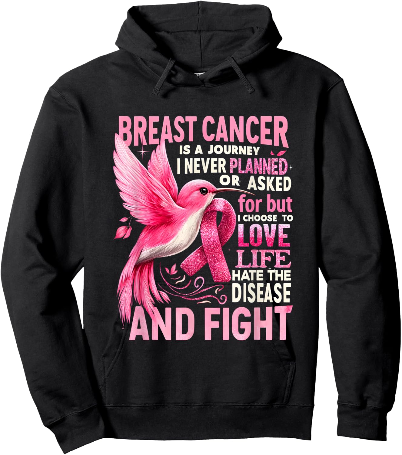 Breast Cancer Is A Journey I Never Planned Breast Cancer Hoodie - Hoodie | Black