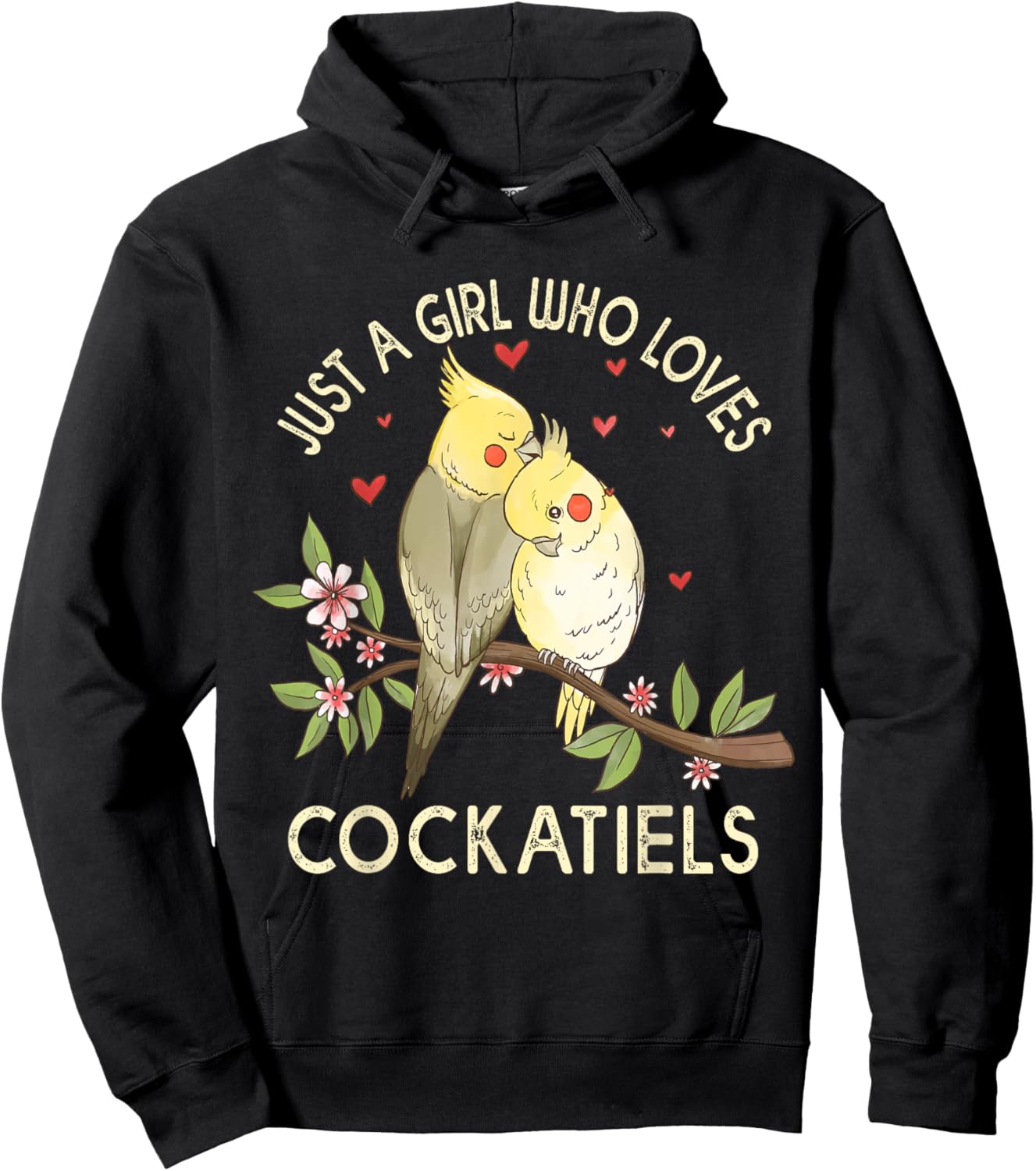 Cockatiels Love Birds Couple Valentines Day Cute Parrot Birb Hoodie - Hoodie | Black