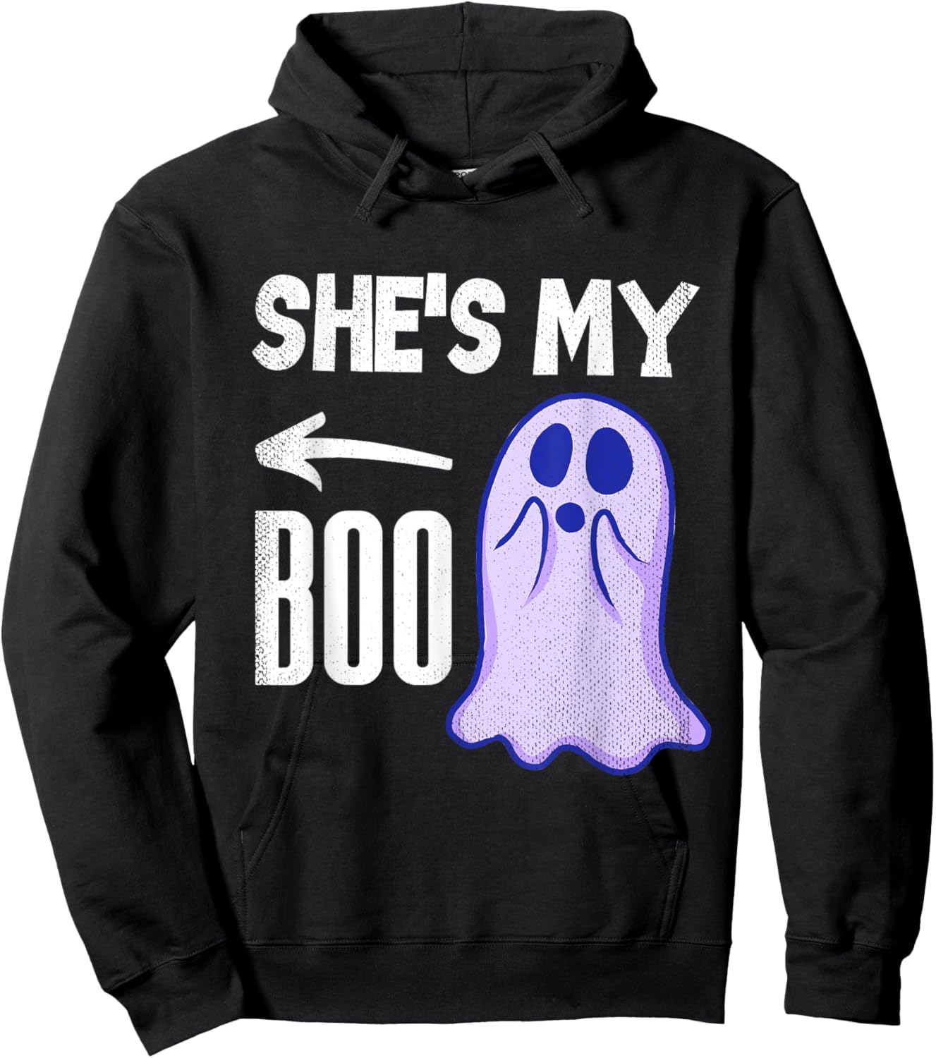 She's My Boo Cute Ghost Matching Couple Halloween Costume Hoodie - Hoodie | Black