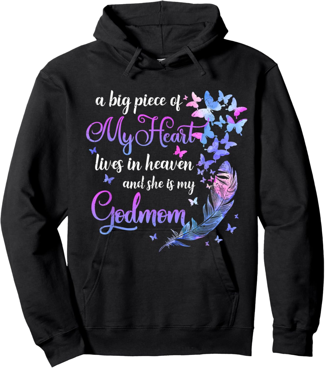 My Godmom Lives In Heaven Godmother Memorial Quotes Godchild Hoodie - Hoodie | Black