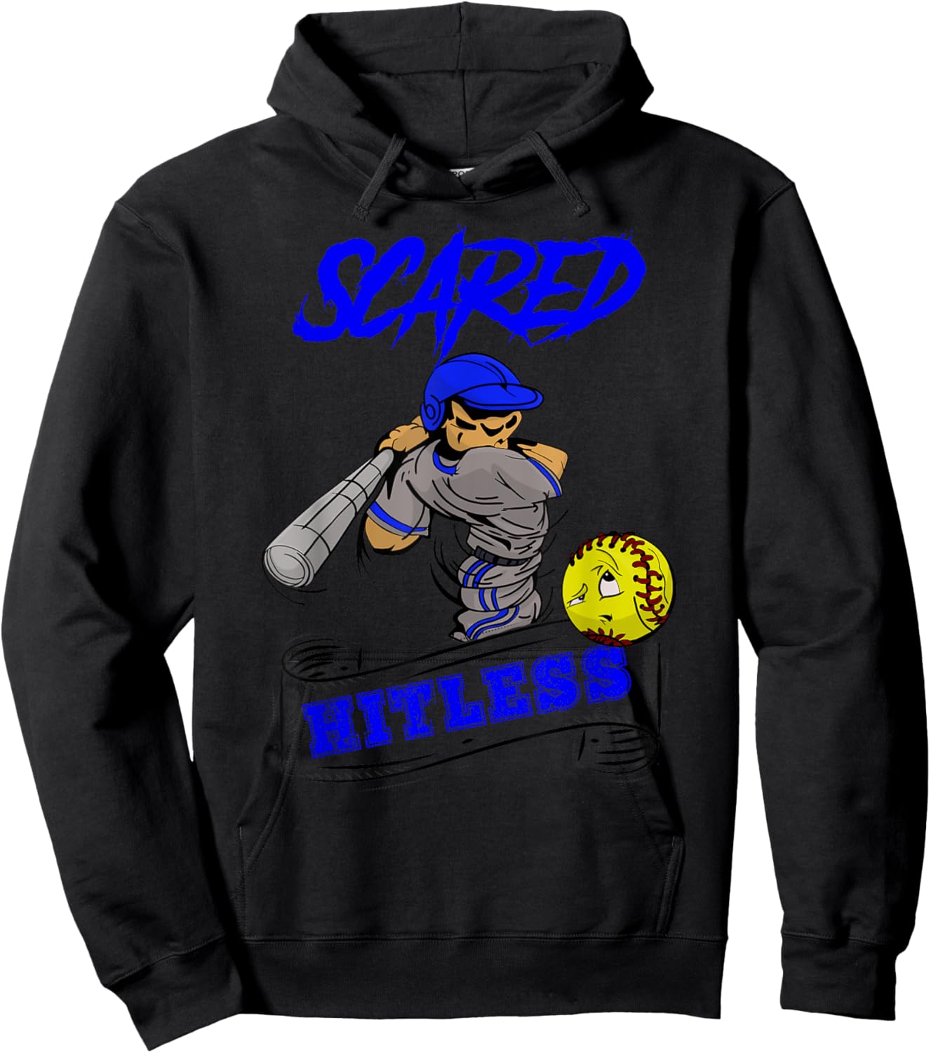 Scared Hitless Slow Pitch Co Ed Softball Design Hoodie - Hoodie | Black
