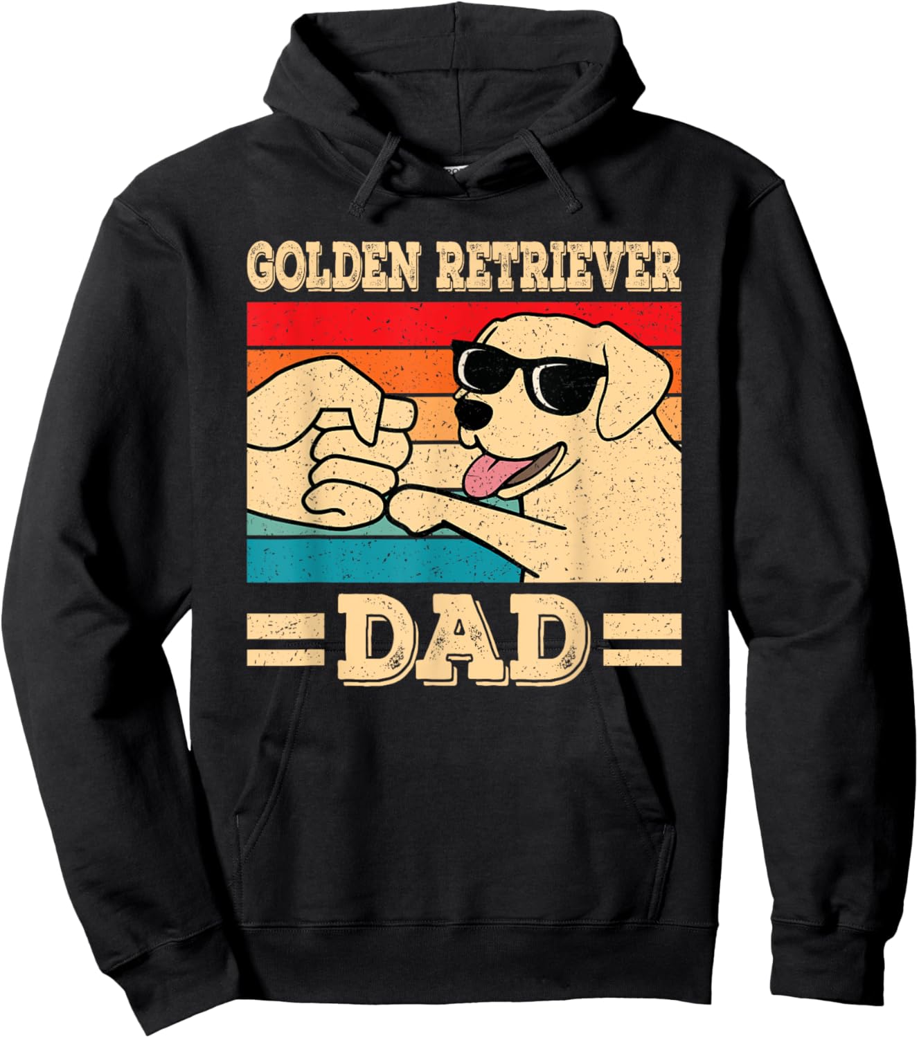 Funny Golden Retriever Dad Dog Retro Men Hoodie - Hoodie | Black