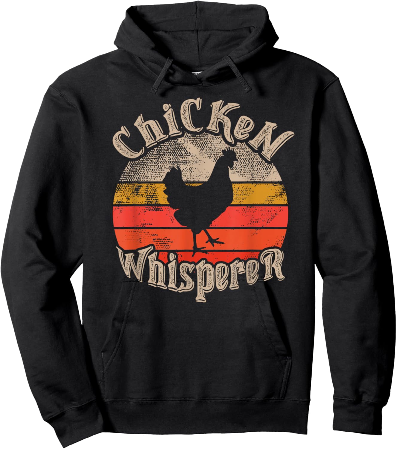 Chicken Whisperer Funny lovers theme vintage sunset cute Hoodie - Hoodie | Black
