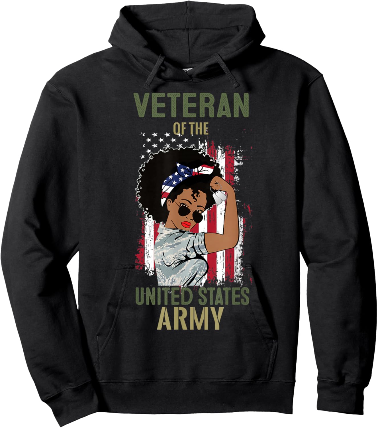 African American Army Veteran Female Shirt, Melanin US Army Hoodie - Hoodie | Black