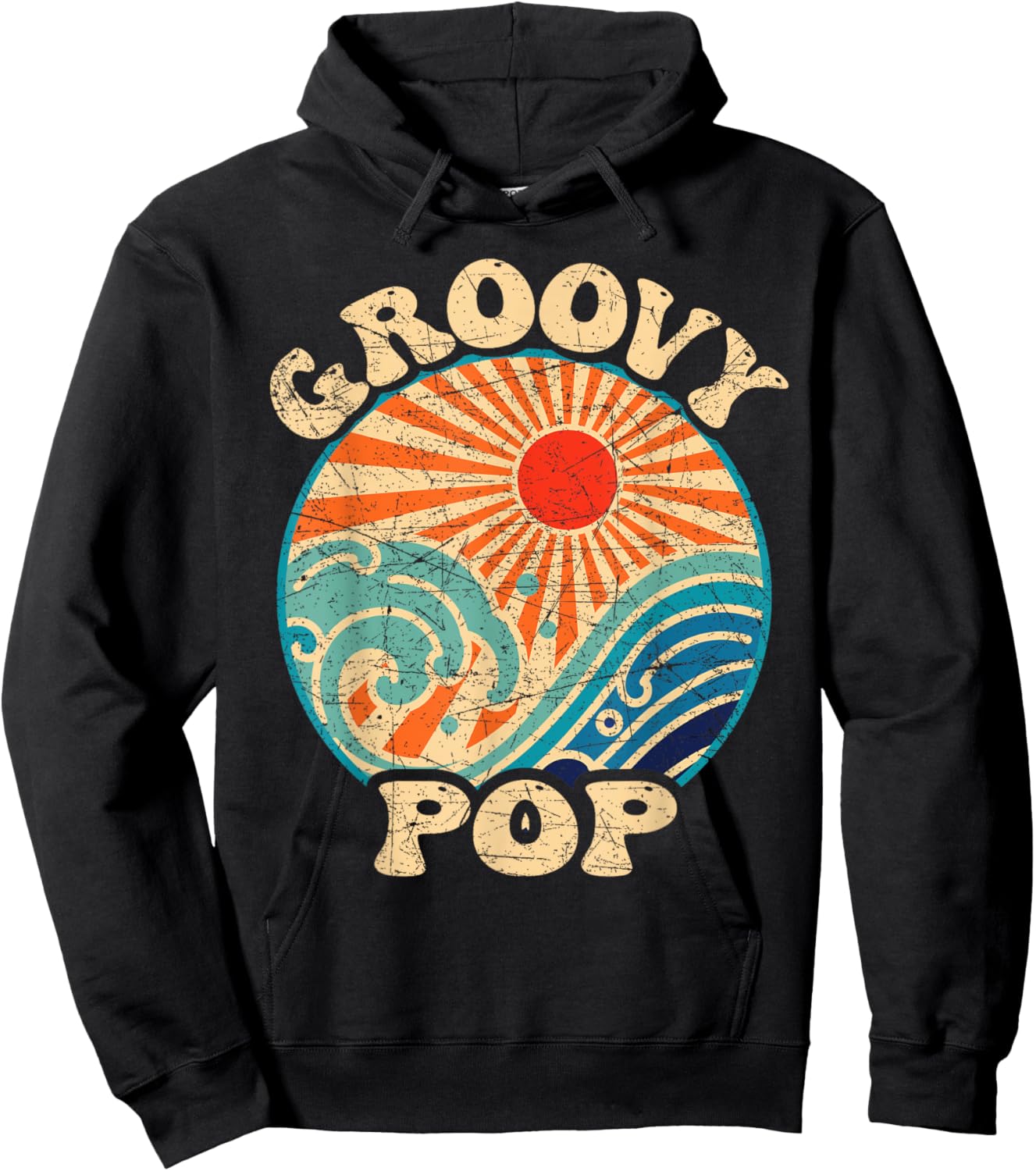 Groovy Pop 70s Aesthetic Nostalgia 1970's Retro Dad Hoodie - Hoodie | Black