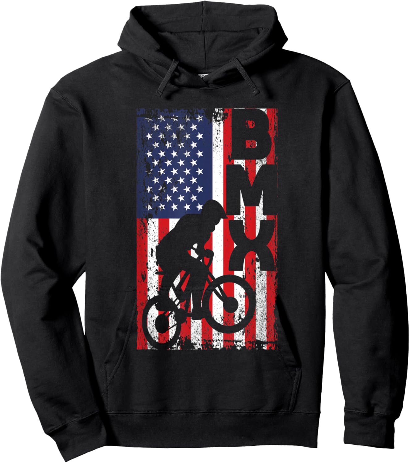 American Flag BMX Racing Extreme Sport Riding Cool Bike Ride Hoodie - Hoodie | Black