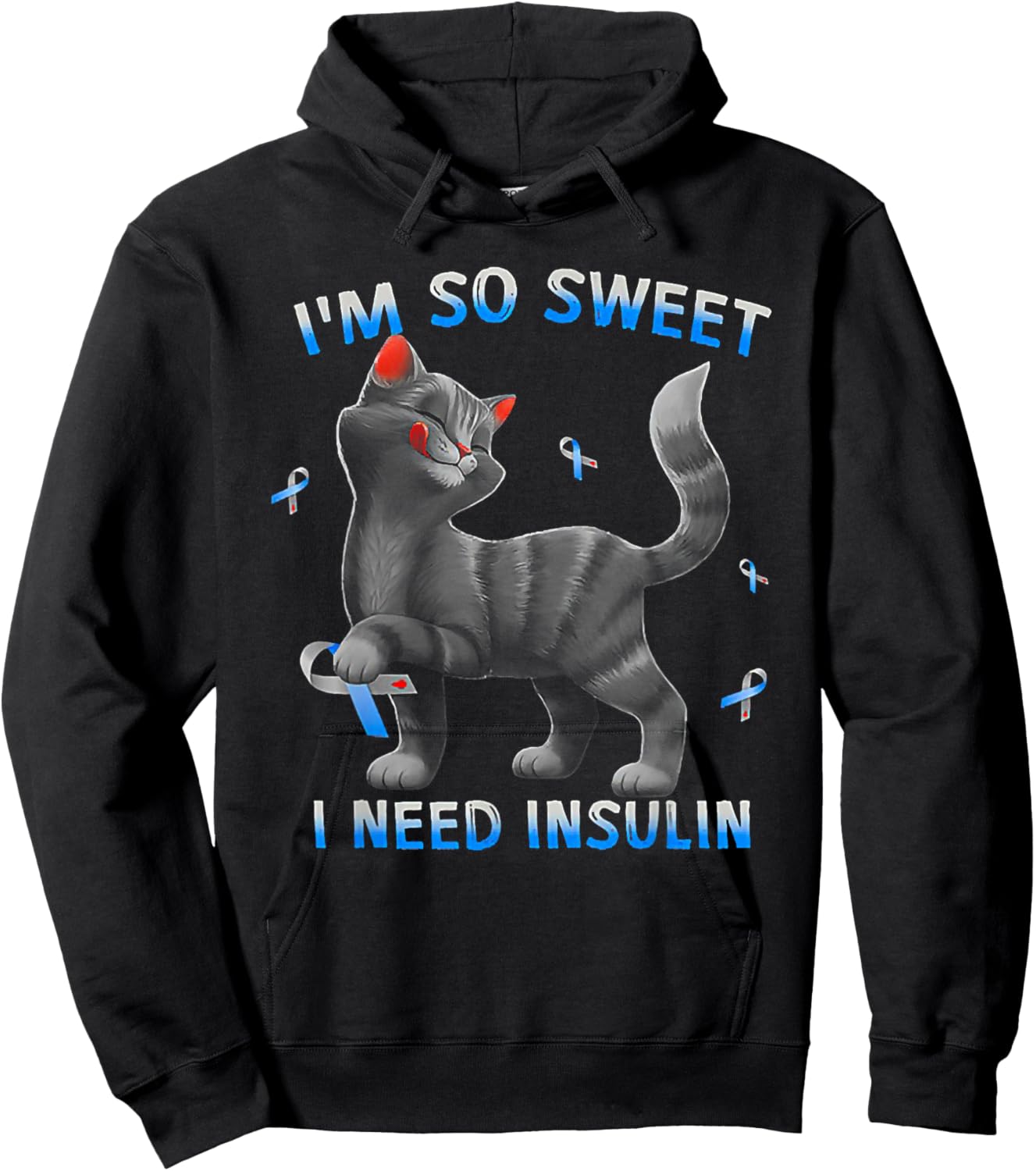 I So Sweet I Need Insulin Funny Cat Diabetes Awareness Hoodie - Hoodie | Black