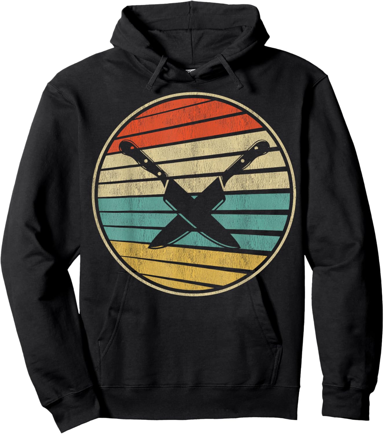 Cute Chef Gift Retro Vintage 70s 80s Culinary Artist Knife Hoodie - Hoodie | Black