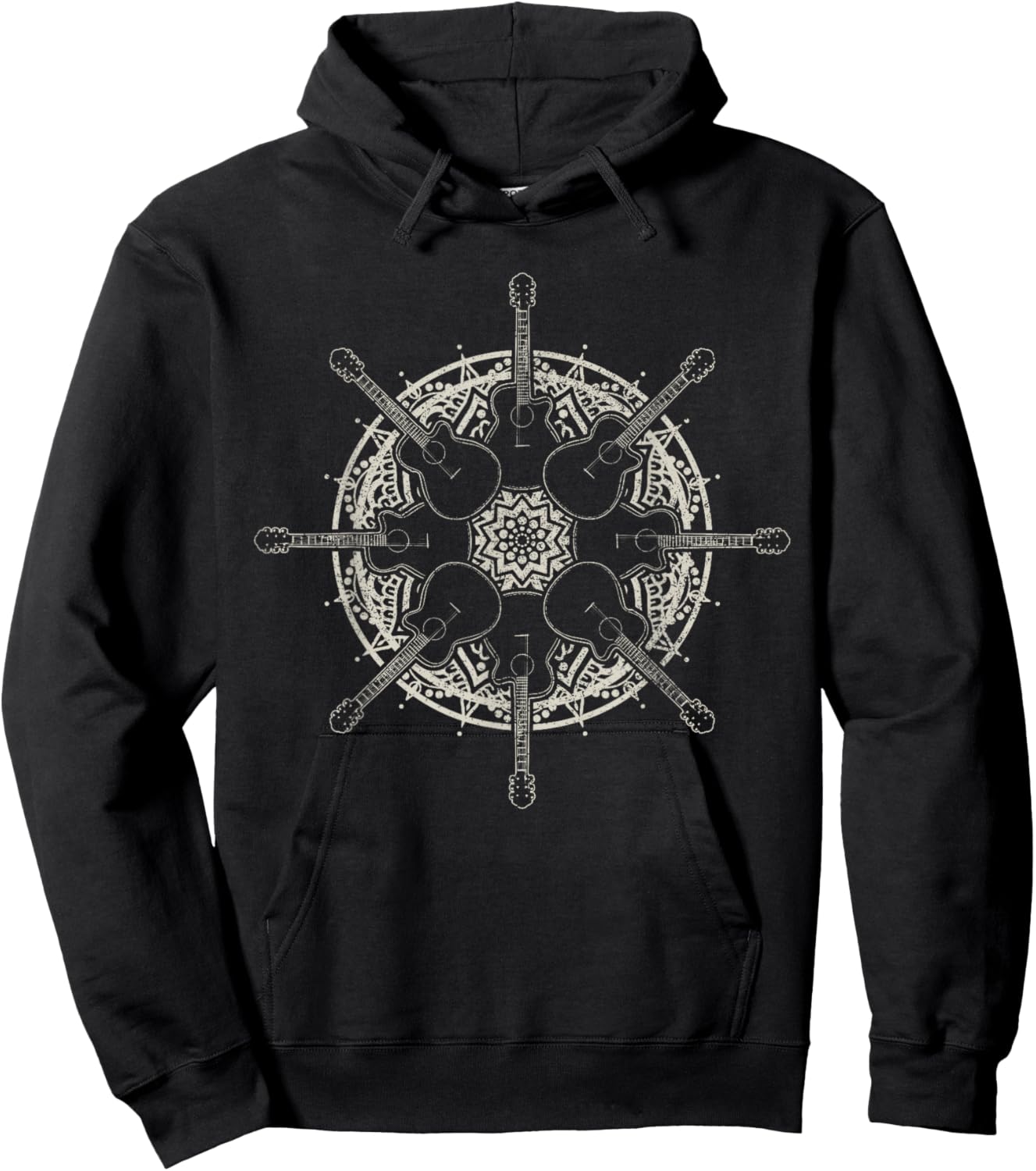 Guitar Player Mandala Vintage Guitarist Hoodie - Hoodie | Black