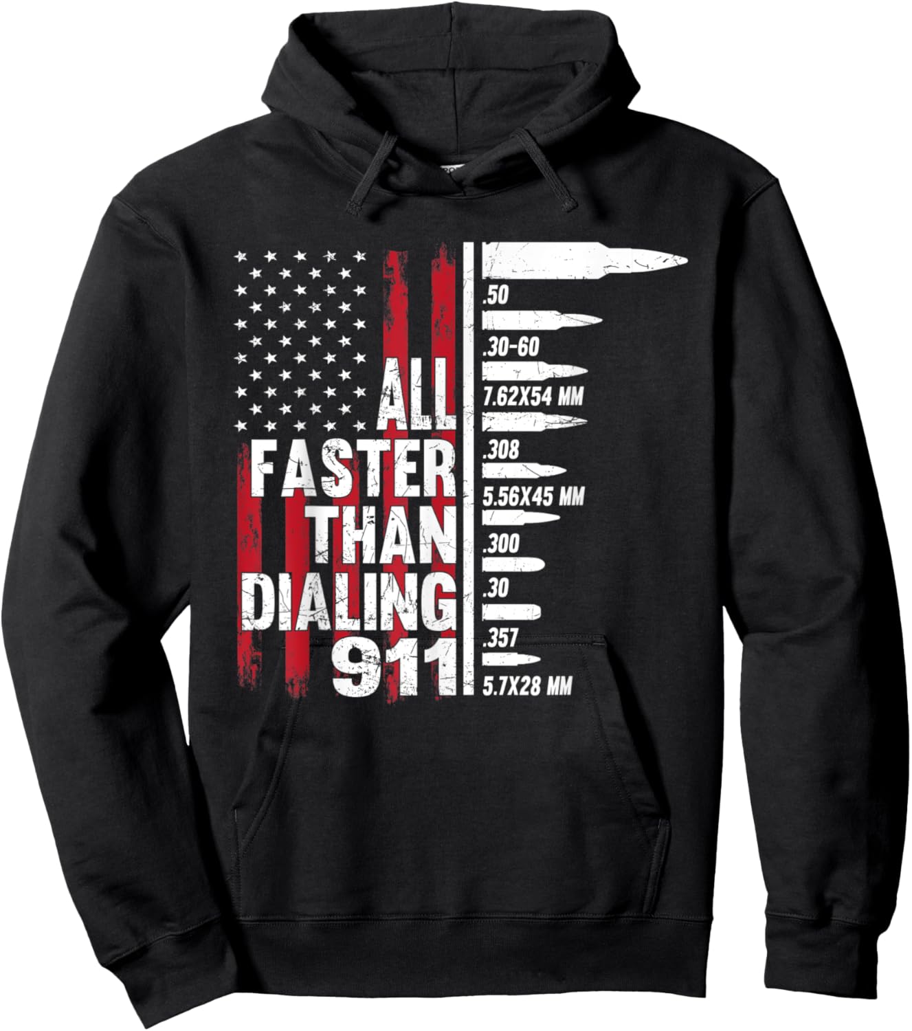 All Faster Than Dialing 911 American Flag Gun Lover Hoodie - Hoodie | Black