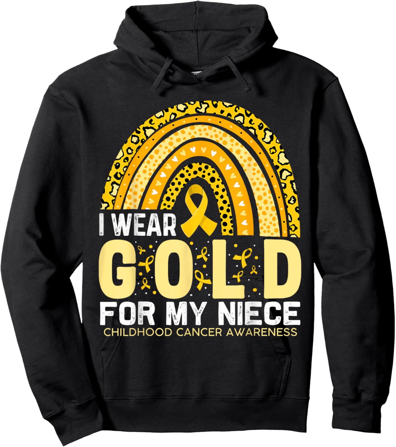 I Wear Gold For My Niece Childhood Cancer Awareness Rainbow Hoodie - Hoodie | Black