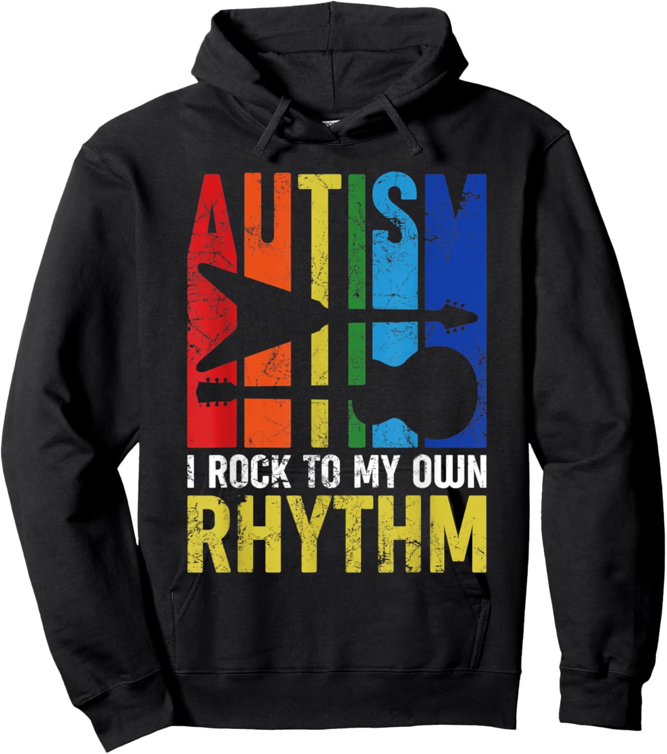 Autism I Rock To My Own Rhythm Autism Awareness Guitar Lover Hoodie - Hoodie | Black