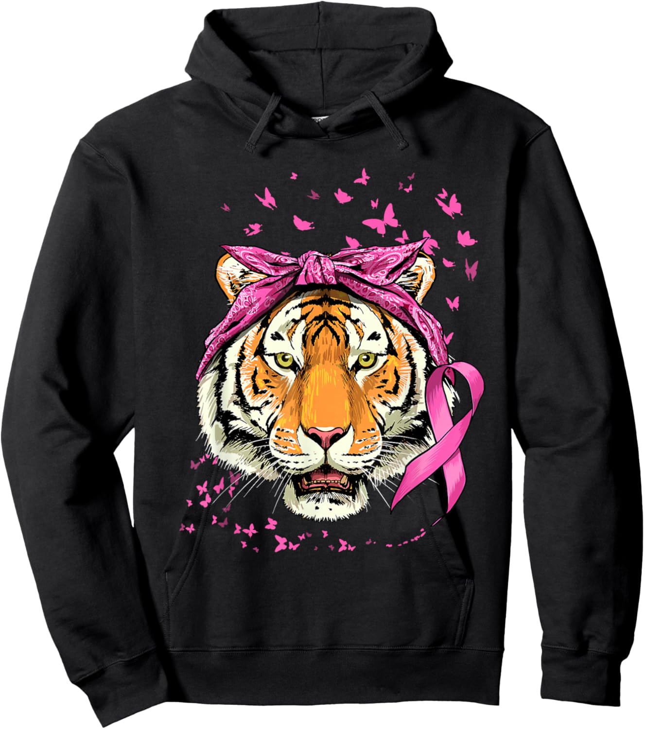 Tiger Breast Cancer Awareness Shirt Breast Cancer Survivors Hoodie - Hoodie | Black