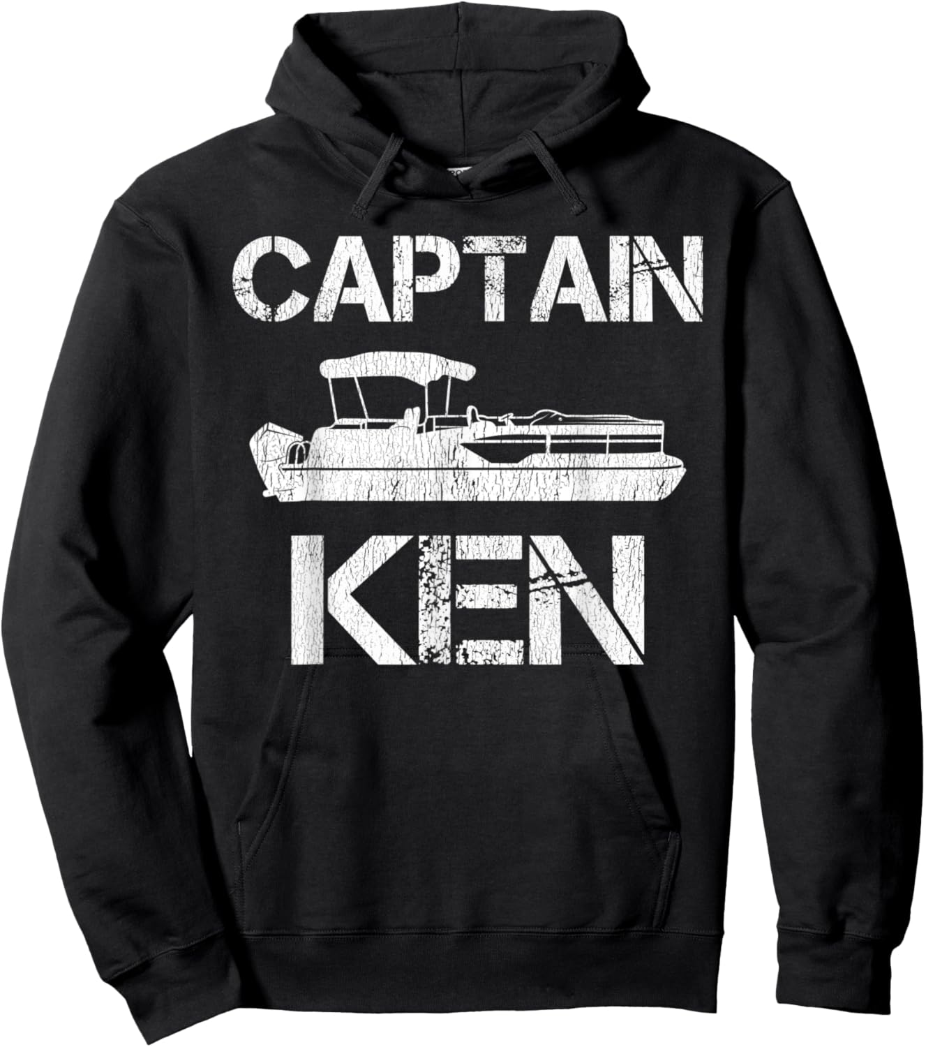 Captain Ken Pontoon Captain Funny Personalized Name Boat Hoodie - Hoodie | Black