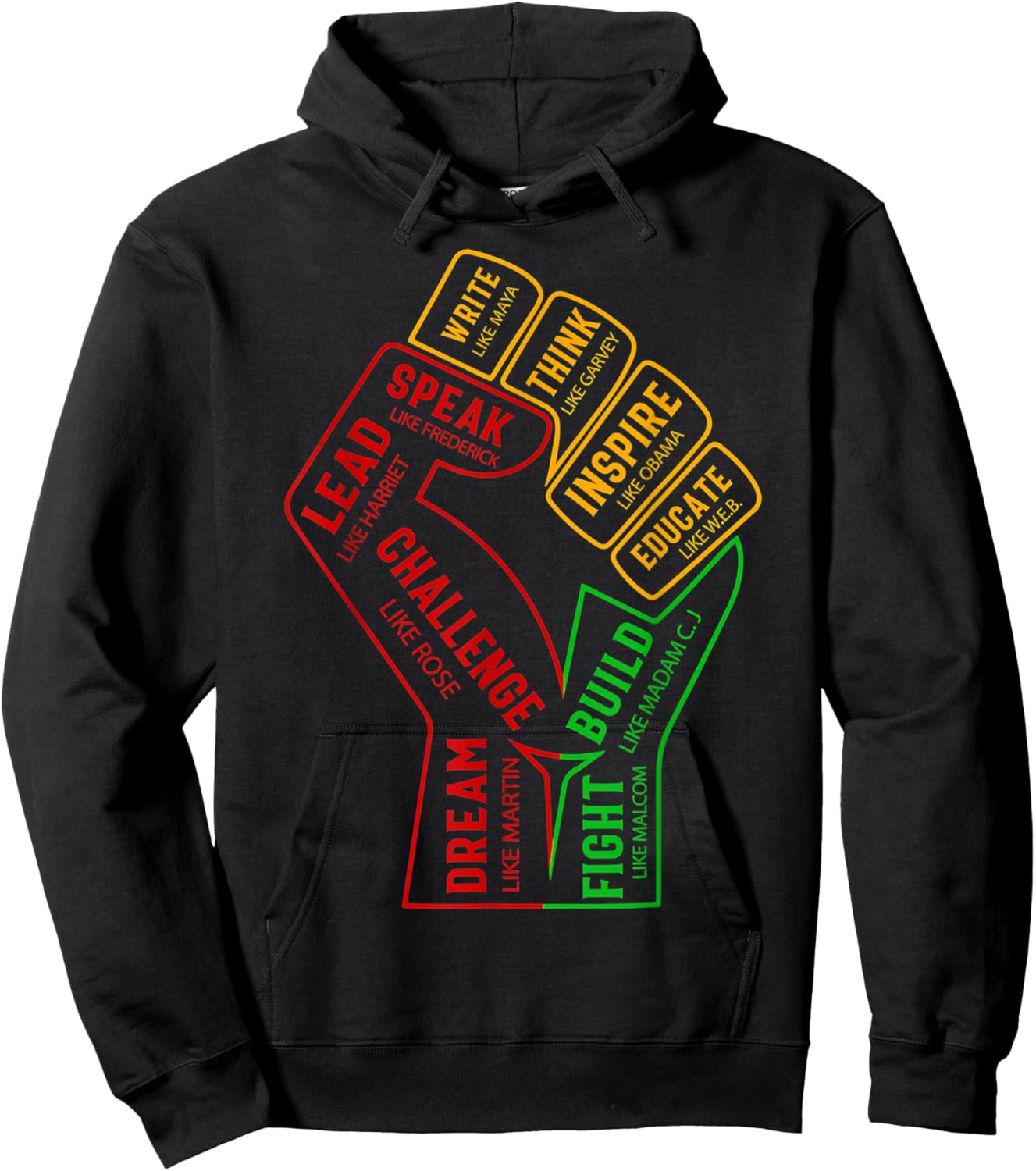 Inspiring Black Leaders Power Fist Hand Black History Month Hoodie - Hoodie | Black