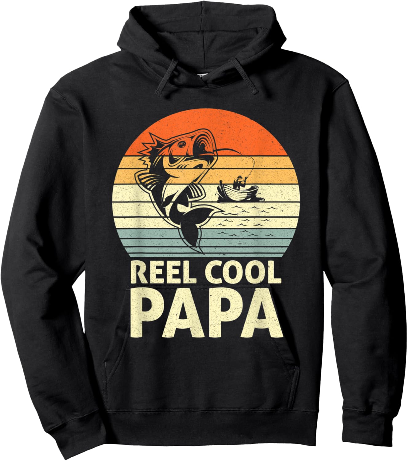 Reel Cool Papa Fishing Daddy Father's Day Papa Fisherman Hoodie - Hoodie | Black