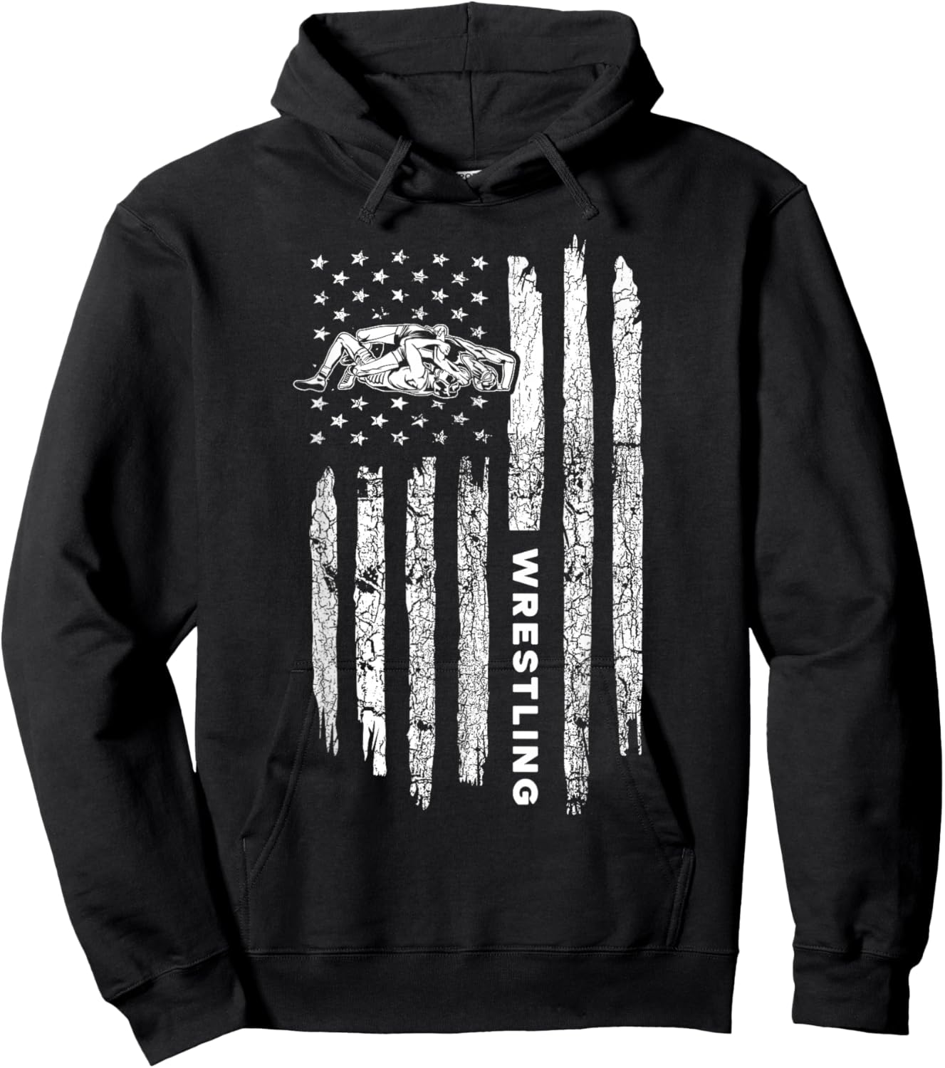 American Flag Wrestling Apparel - Vintage Wrestler Wrestling Hoodie - Hoodie | Black