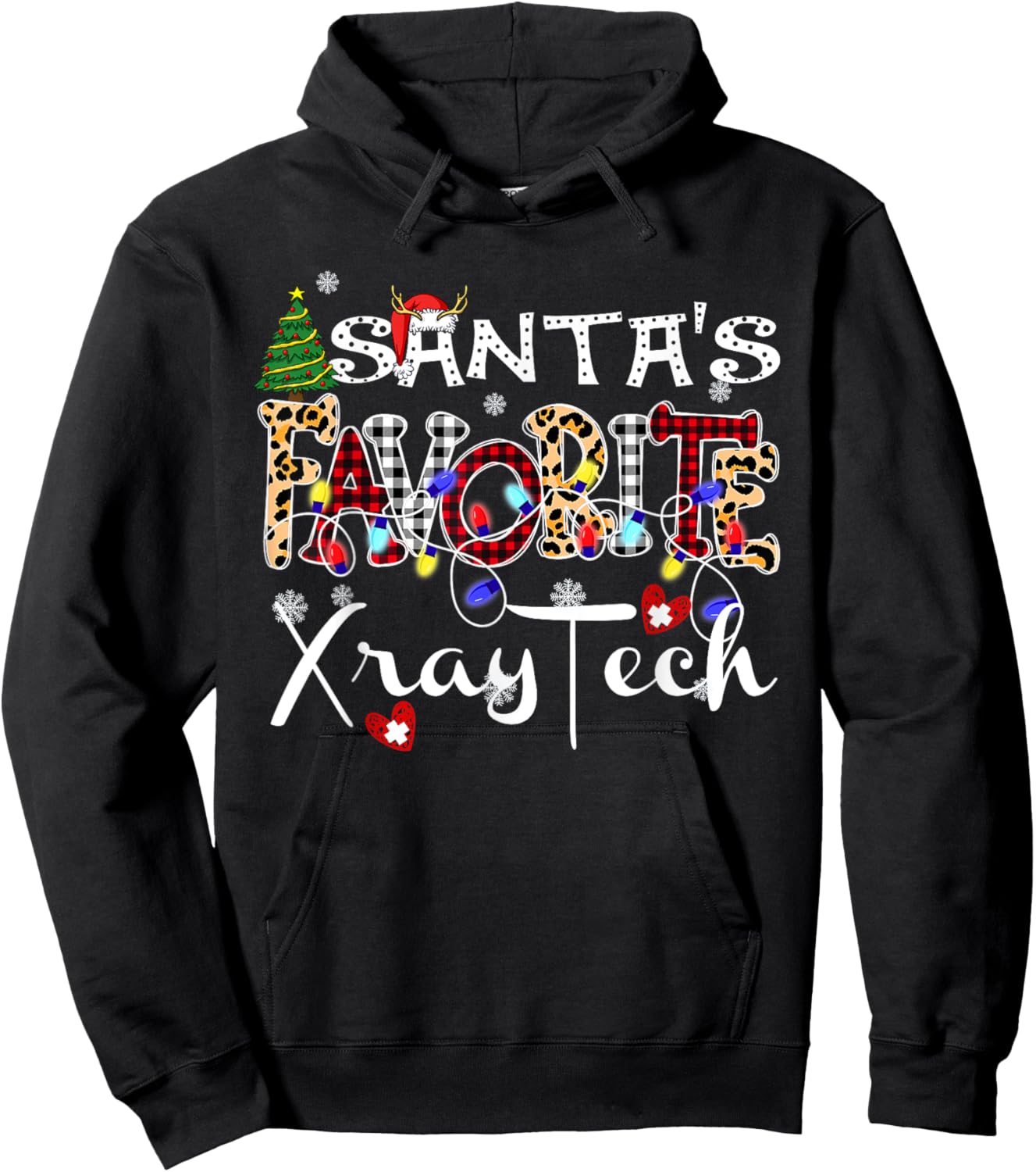 Merry Christmas Santa's Favorite Xray Tech Xmas Light Hoodie - Hoodie | Black