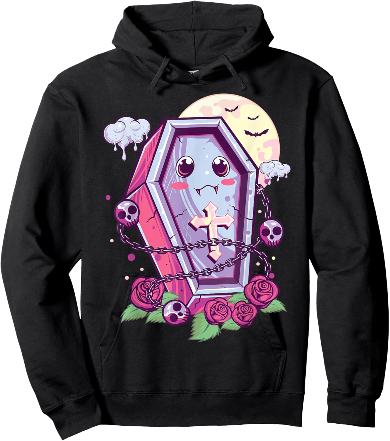 Kawaii Pastel Goth Cute Creepy Coffin Menhera Occult Nu Goth Hoodie - Hoodie | Black