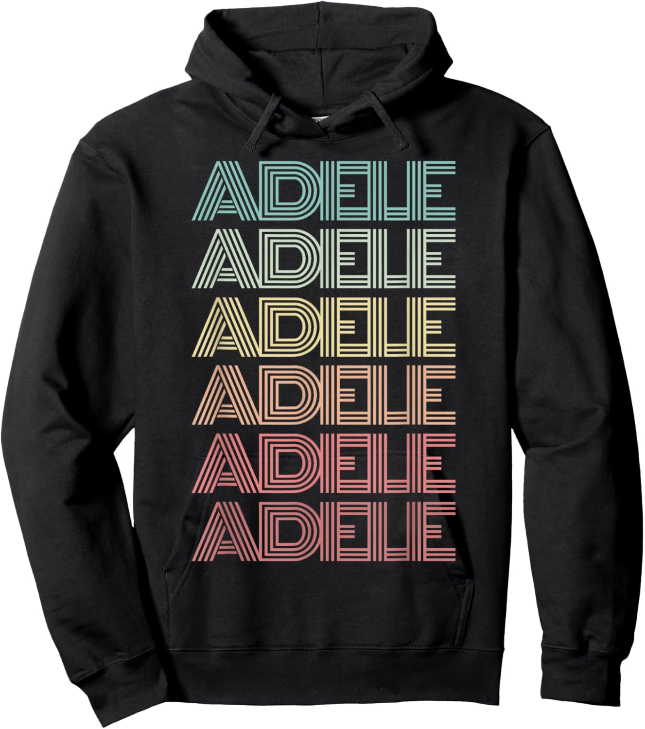 First Name ADELE Girl Retro Italian Nametag Groovy 60s 70s Hoodie - Hoodie | Black