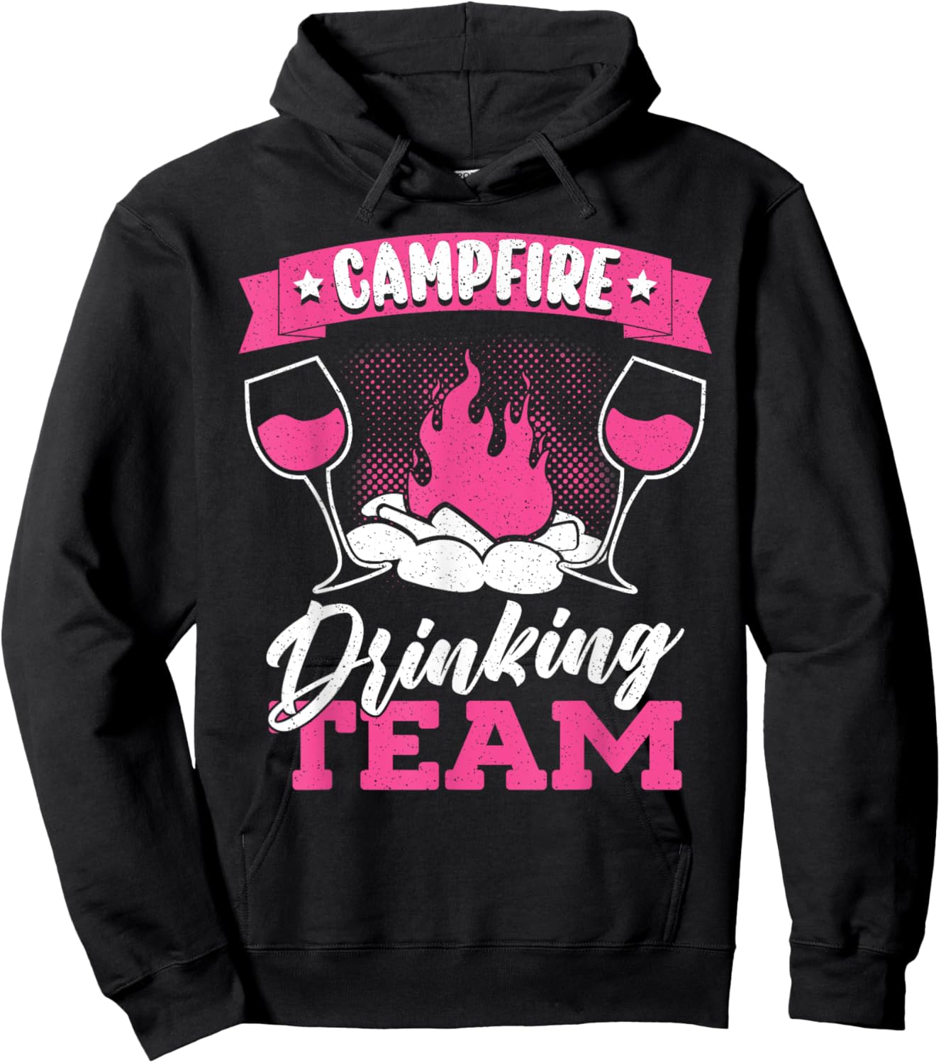 Camping Drunk Alcohol Wine Campfire Drinking Team Hoodie - Hoodie | Black