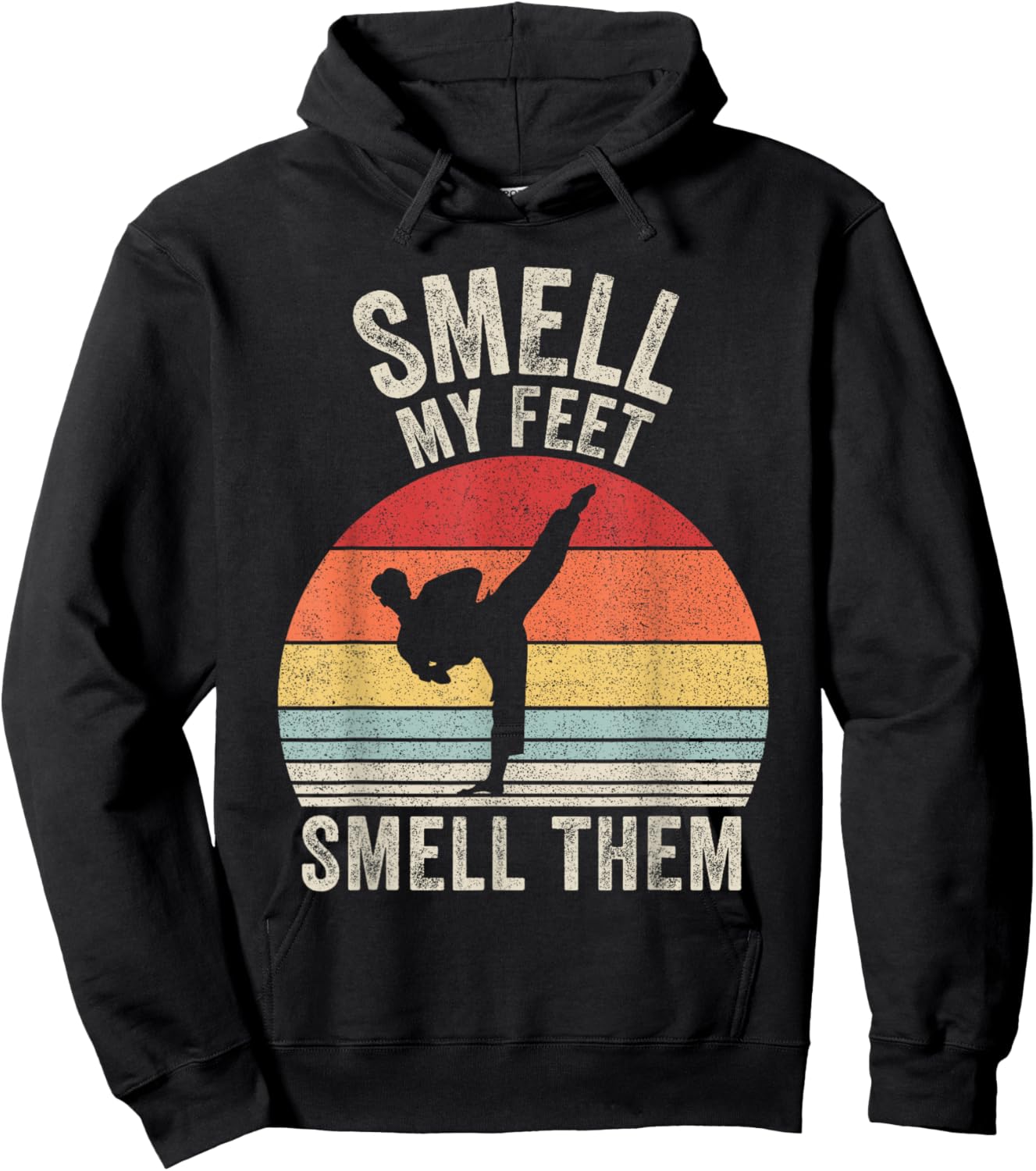 Vintage Retro Smell My Feet Smell Them Funny Taekwondo Hoodie - Hoodie | Black