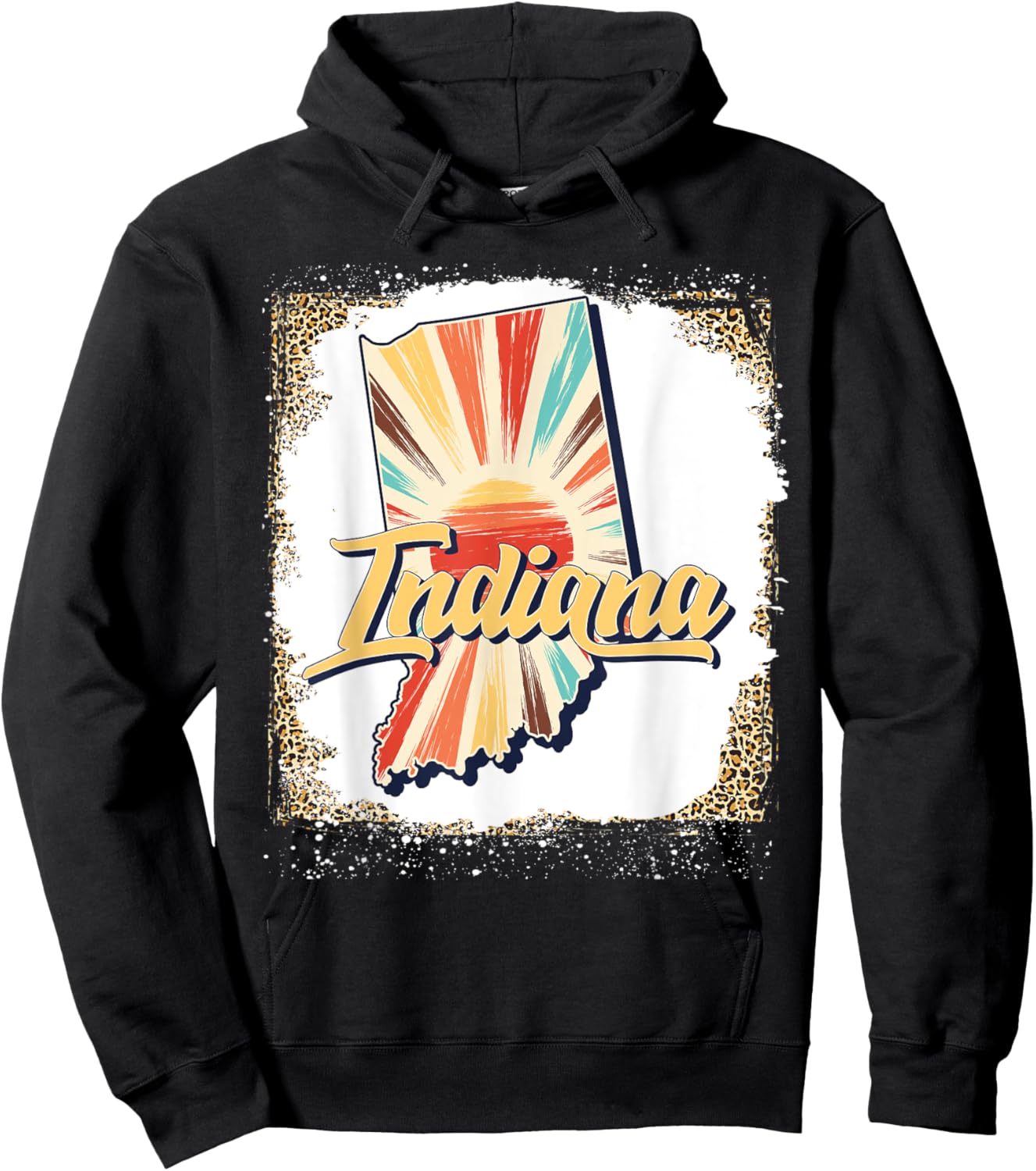 Vintage USA Indiana State Map Flag Souvenir Men Women Kids Hoodie - Hoodie | Black
