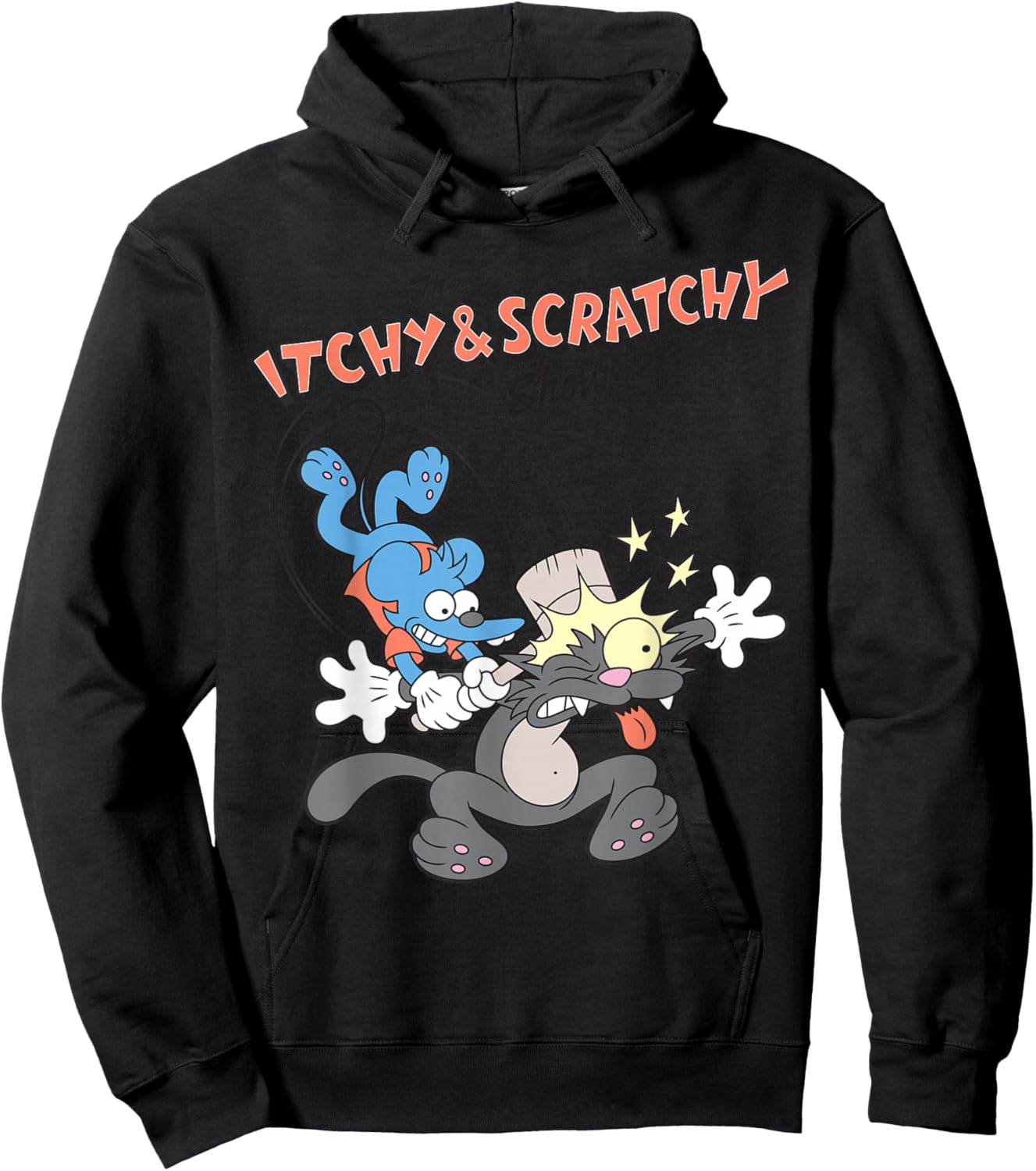 The Simpsons Itchy & Scratchy Hammer Classic Cartoon Mayhem Hoodie - Hoodie | Black