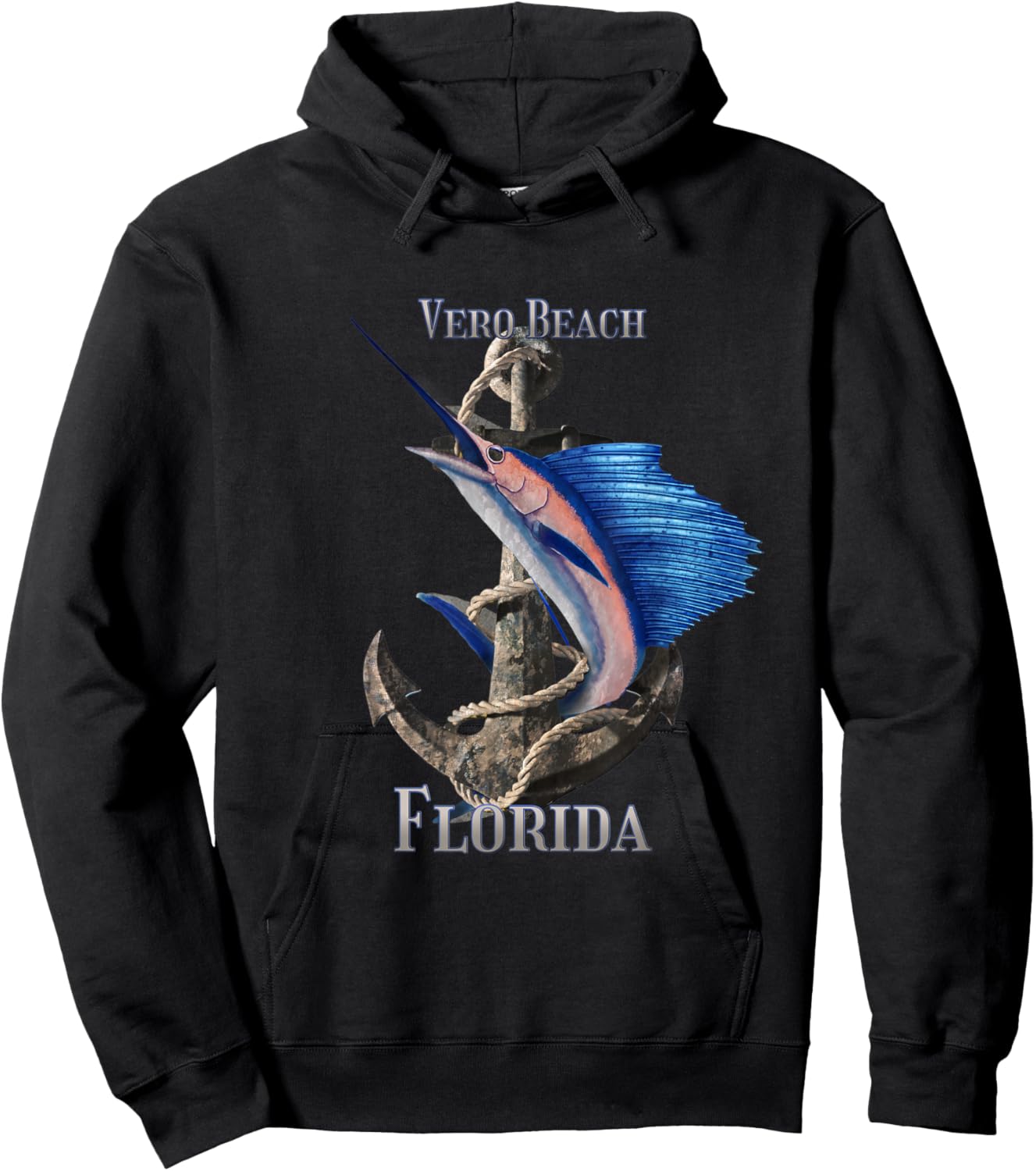 Vero Beach Florida Swordfish Marlin Ocean Fishing Women Kids Hoodie - Hoodie | Black
