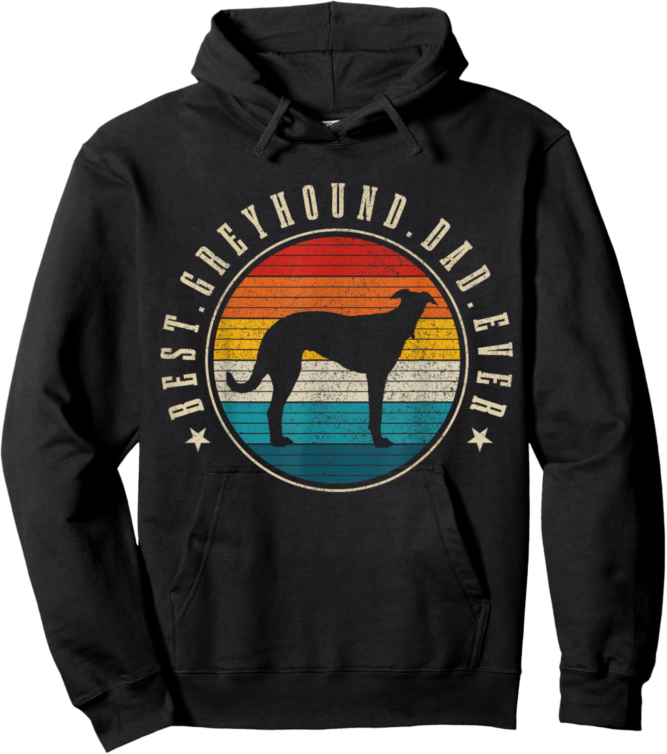 Greyhound Dad Retro Vintage Dog Funny Greyhound Dad Hoodie - Hoodie | Black