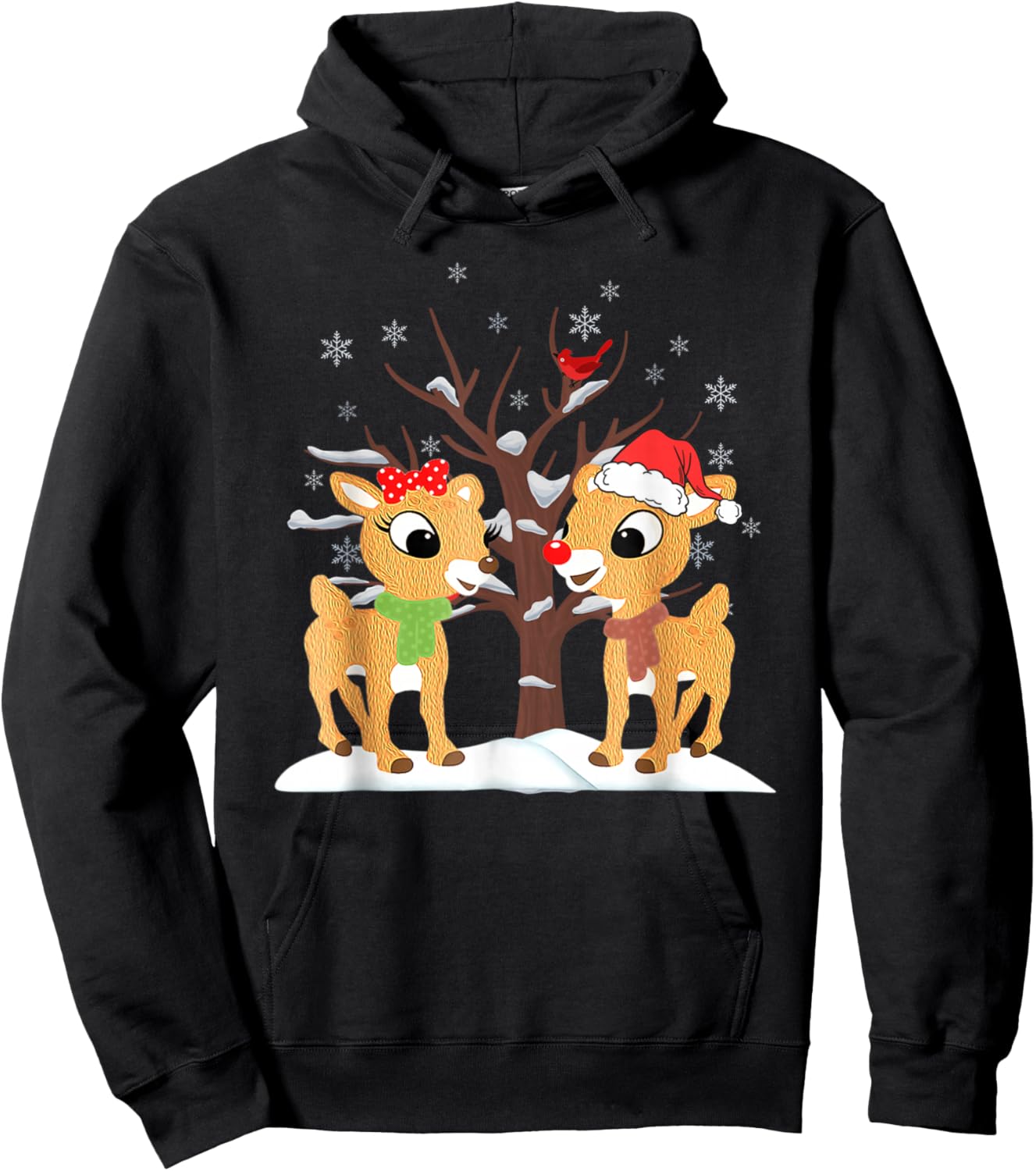 Rudolph and Clarice Shirt Christmas Kids Girls Reindeer Hoodie - Hoodie | Black
