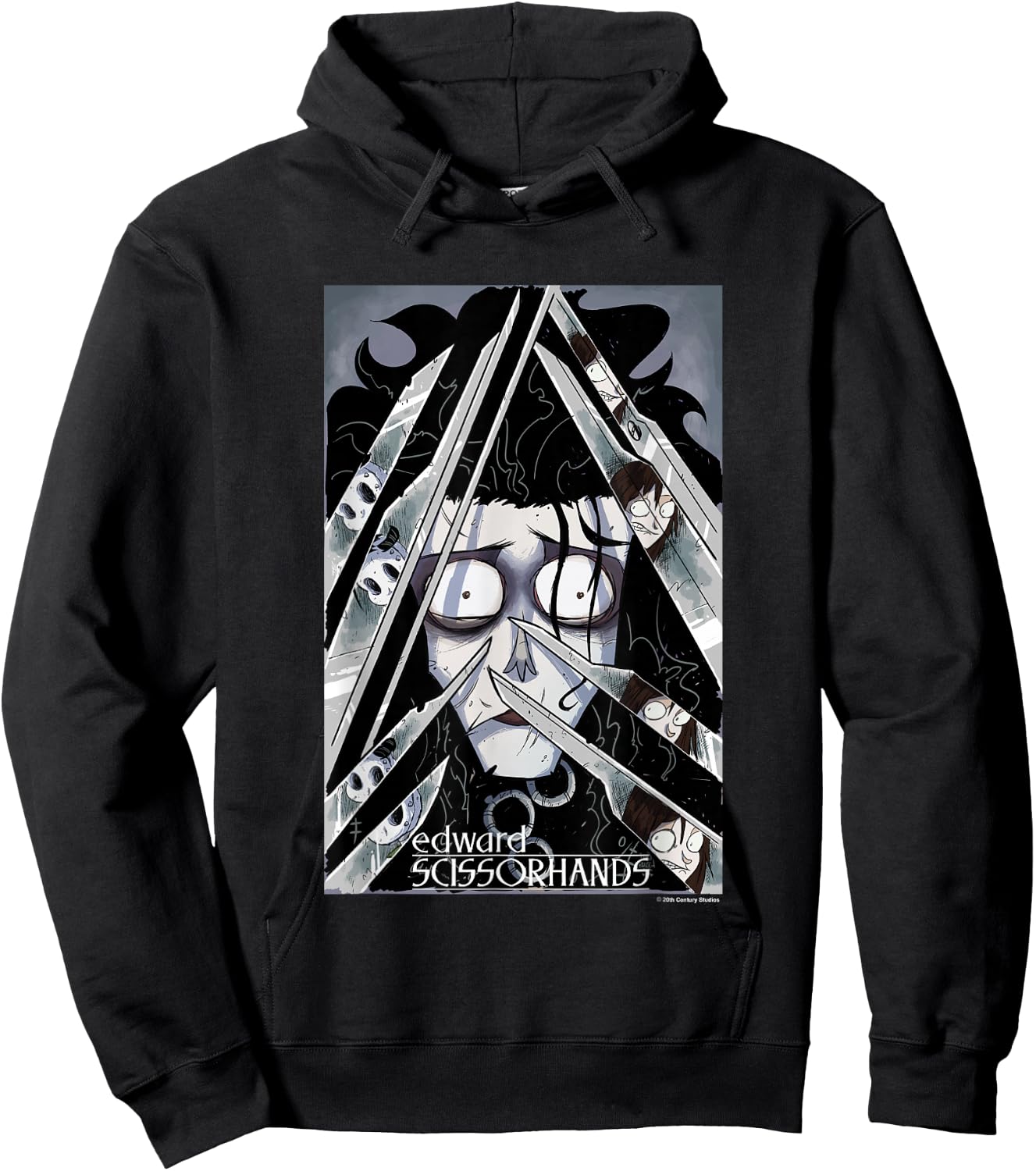 Edward Scissorhands Edward Behind Scissors Comic Book Poster Hoodie - Hoodie | Black