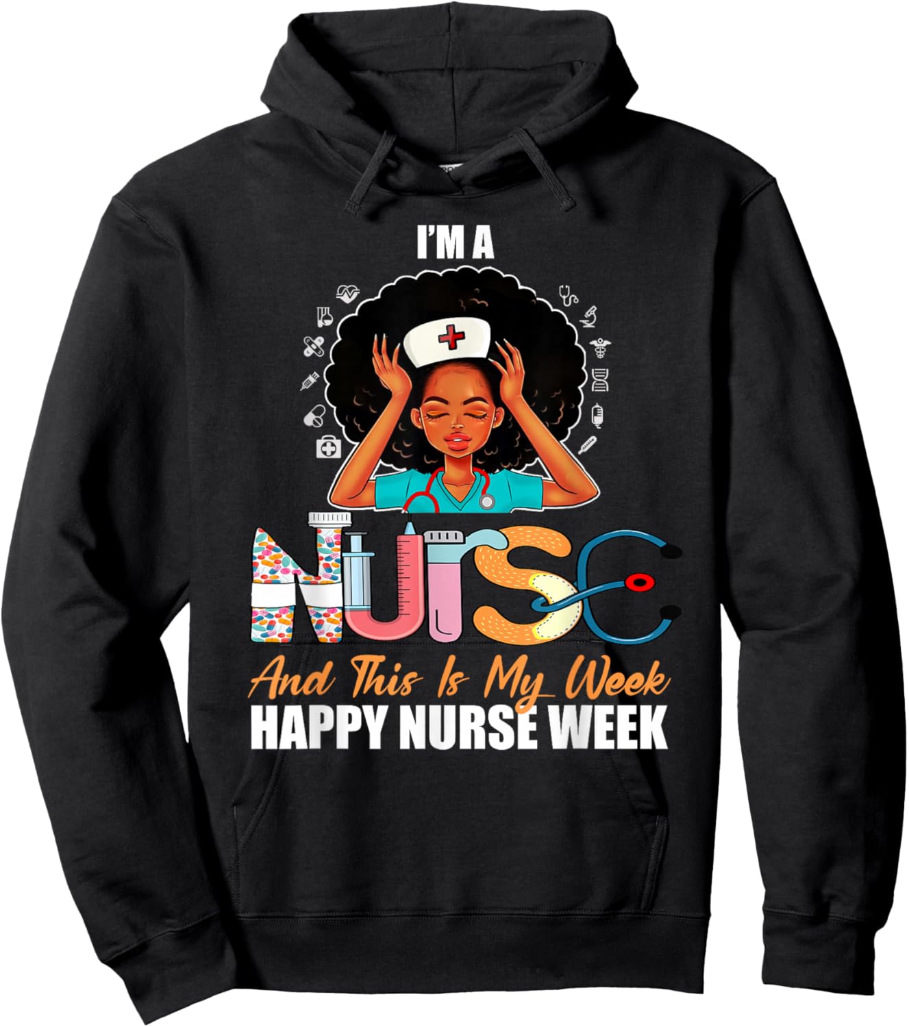 Black African American Girl Nurse Medical Worker Nurse Week Hoodie - Hoodie | Black