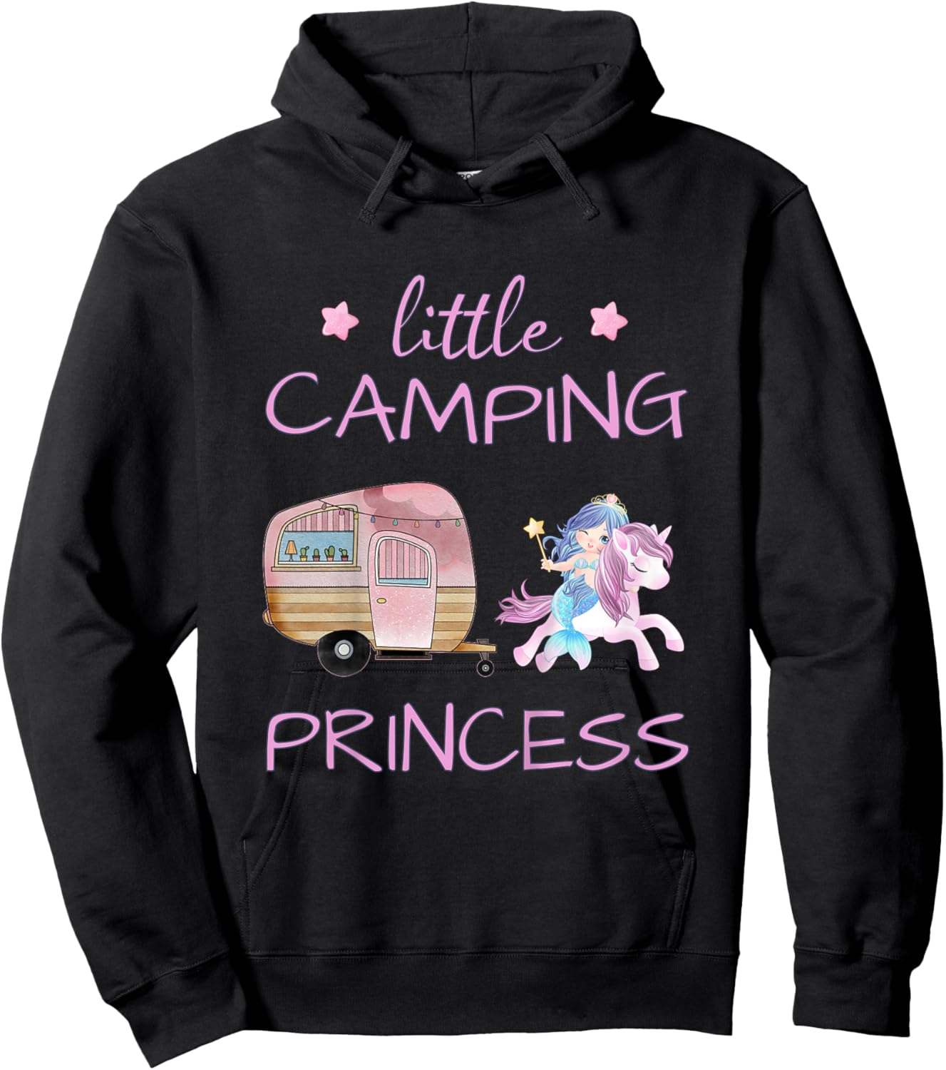 Little Camping Princess - Unicorn Mermaid Girl Hoodie - Hoodie | Black