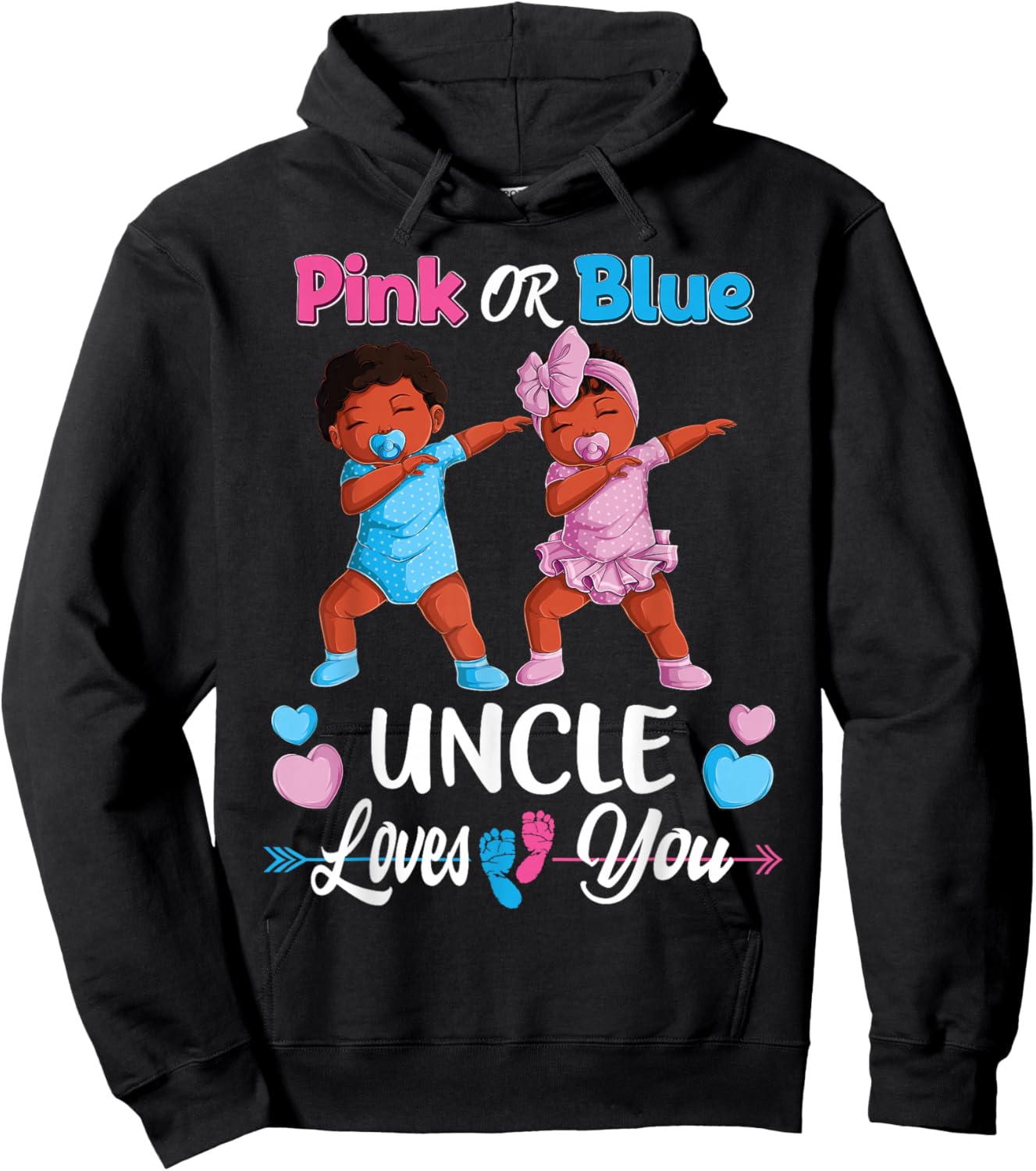 Pink Or Blue Uncle Loves You Black Baby Gender Reveal Party Small Hoodie - Hoodie | Black