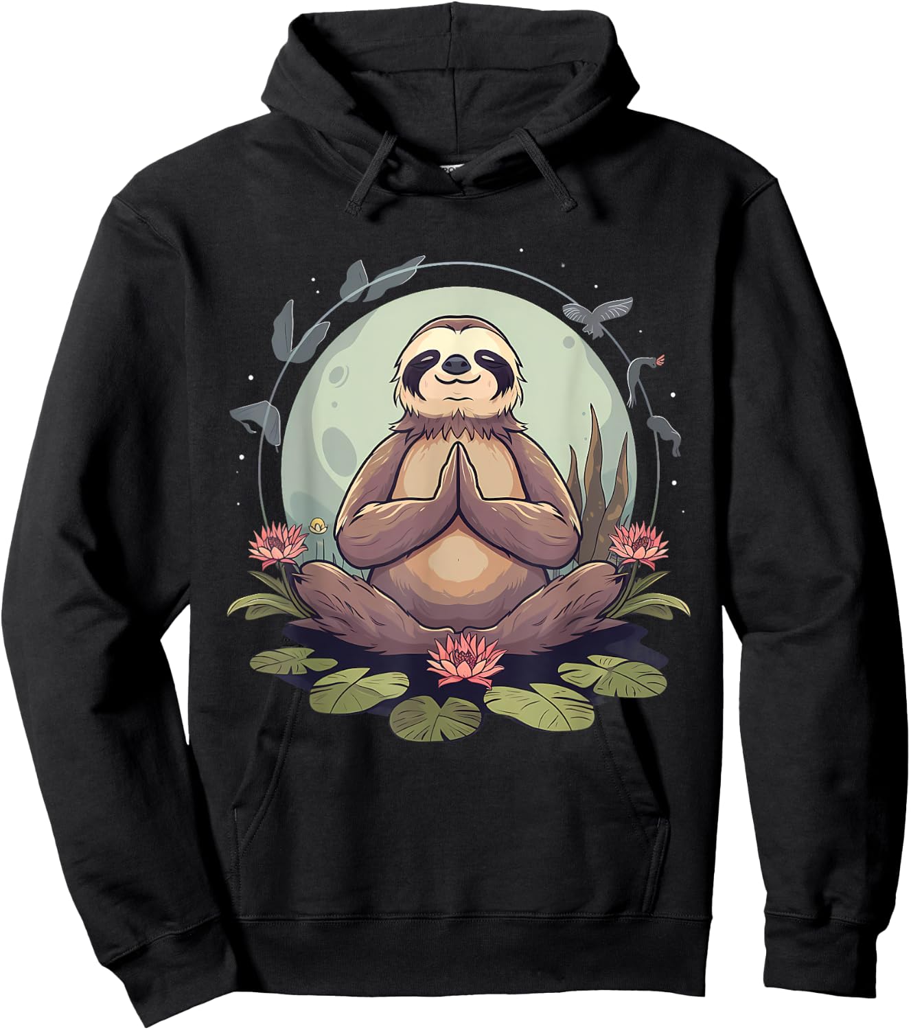 Sloth Meditation Buddhist Yoga Zen Buddha Nature Floral Hoodie - Hoodie | Black