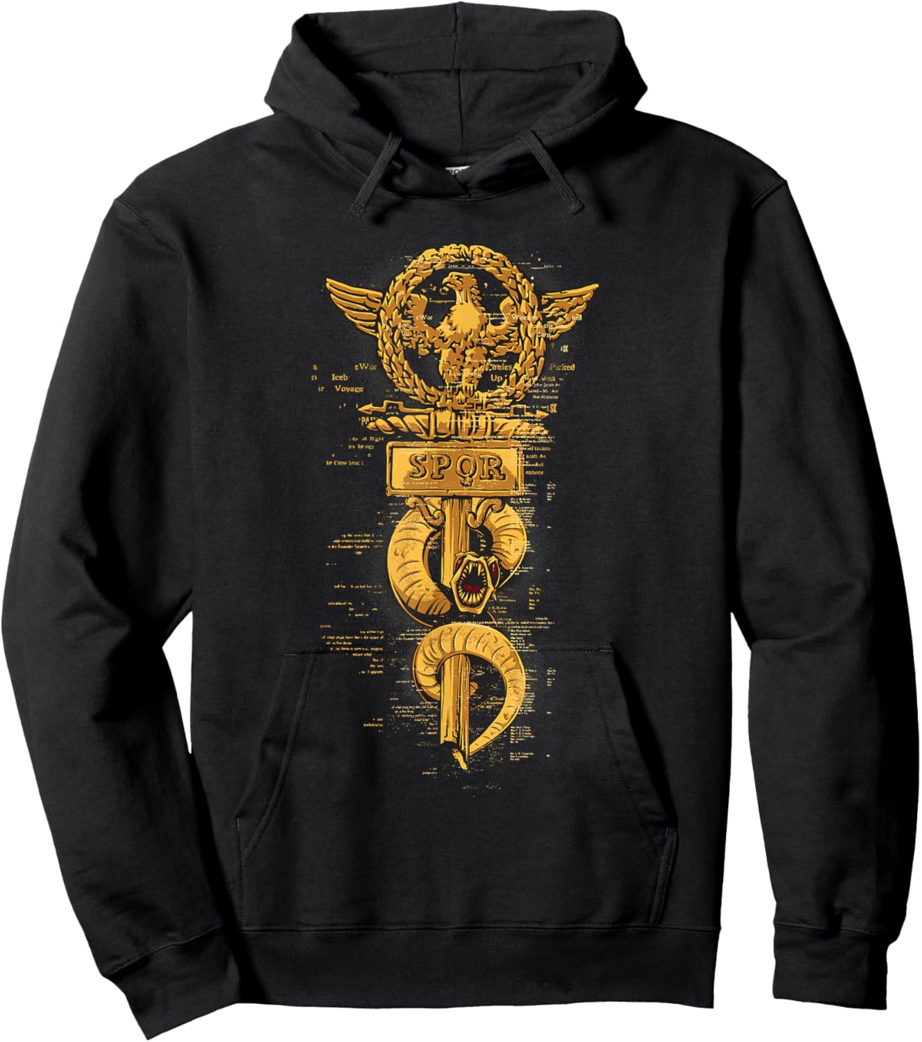 S.P.Q.R. Senatus Populusque Romanus War Banner Eagle Design Hoodie - Hoodie | Black