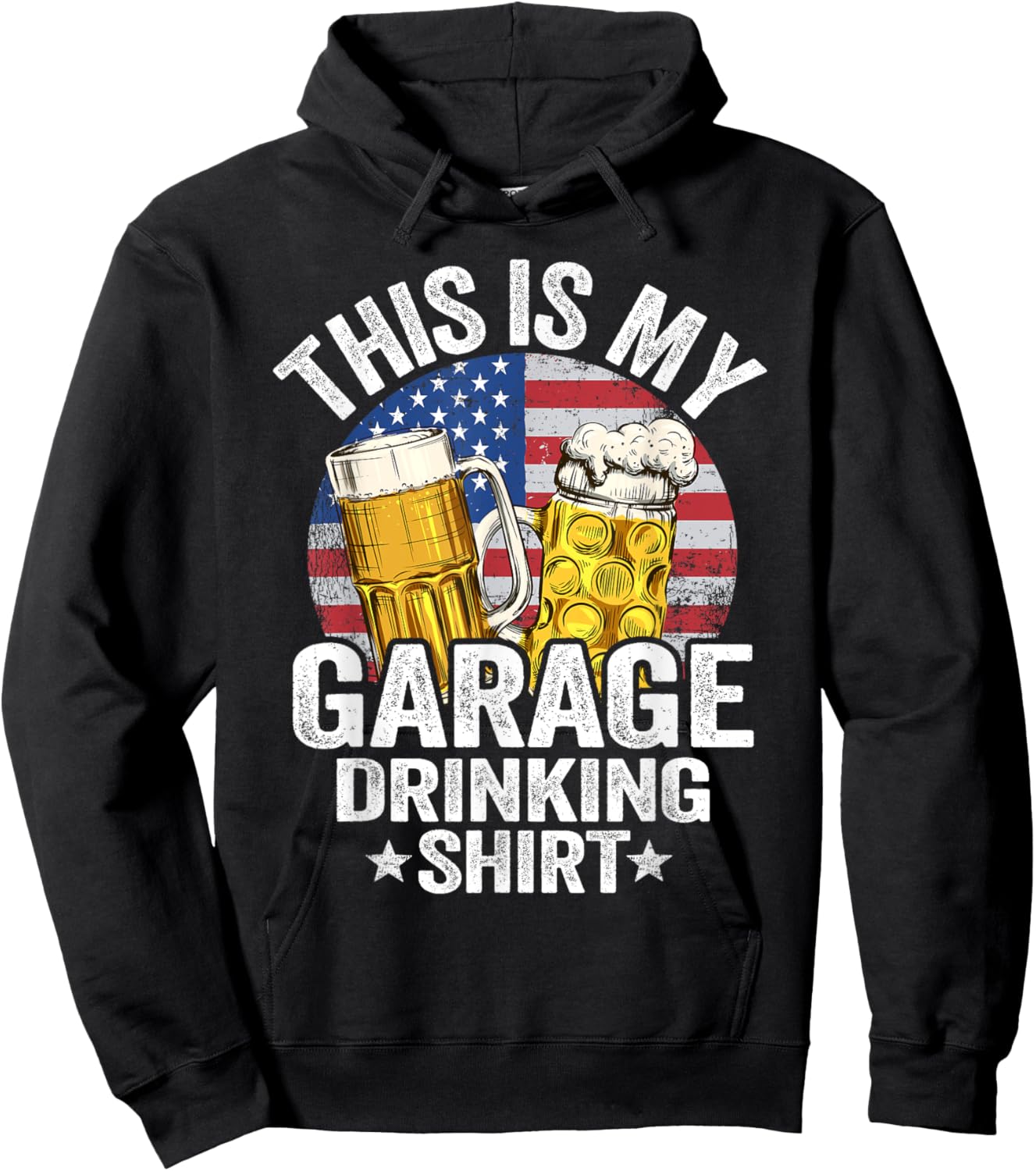 Garage Drinker Dad American Flag This Is My Garage Drinking Hoodie - Hoodie | Black