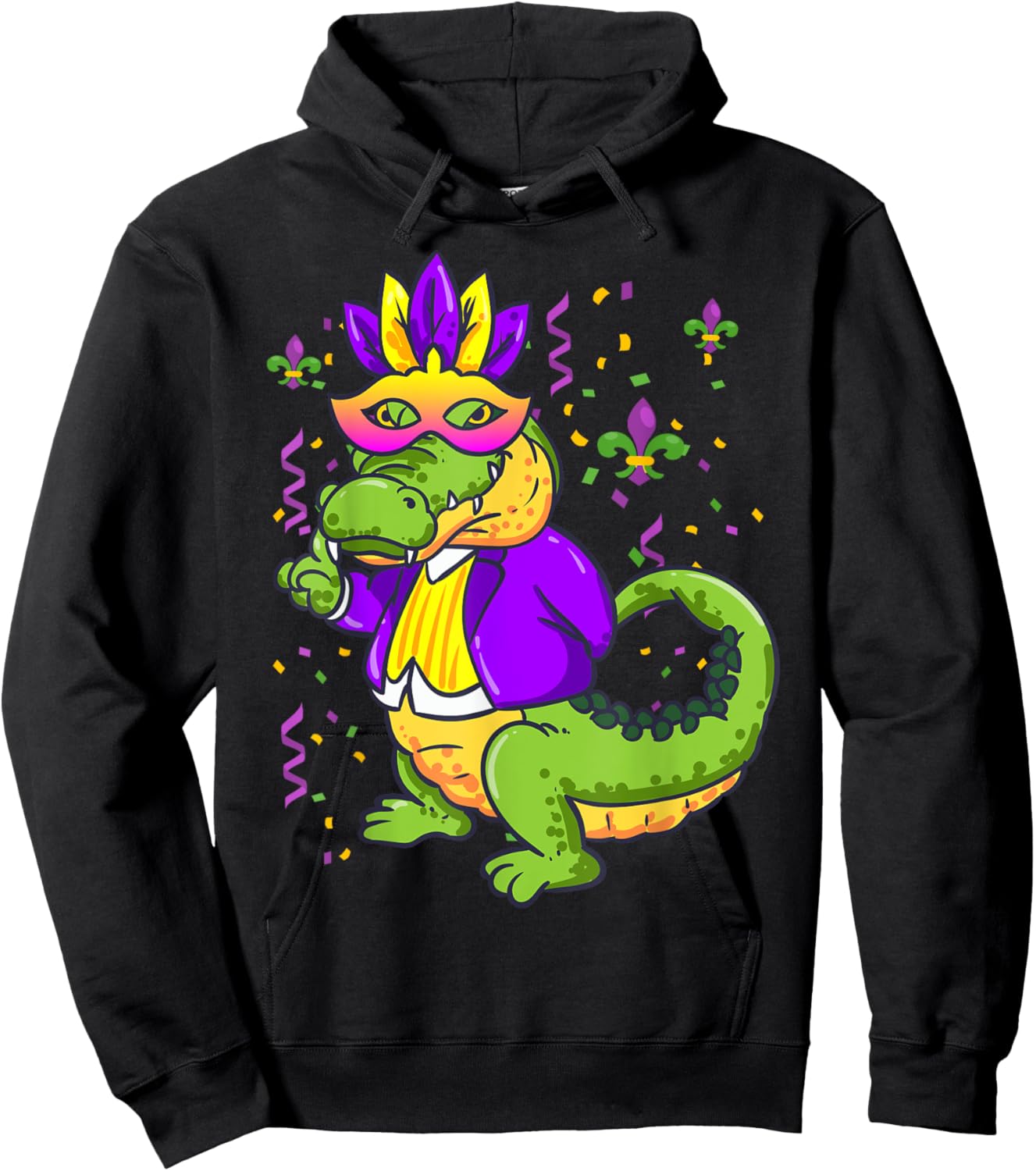 Mardi Gras Alligator Lover New Orleans Louisiana Hoodie - Hoodie | Black