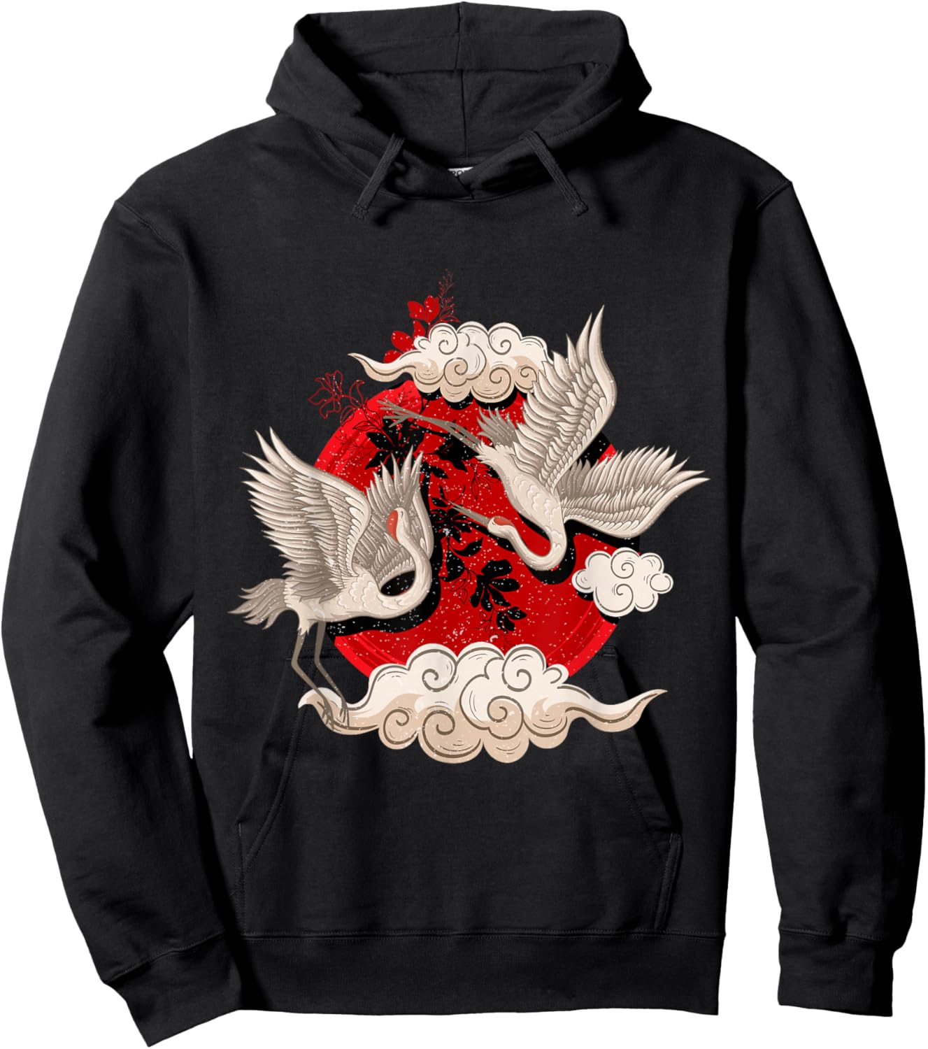 White Crane Bird Asian Style Martial Arts Hoodie - Hoodie | Black