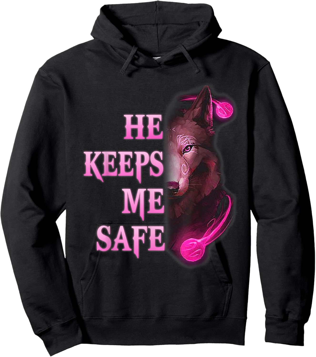 He Keeps me safe - She keeps me wild Couple Wolves Hoodie - Hoodie | Black