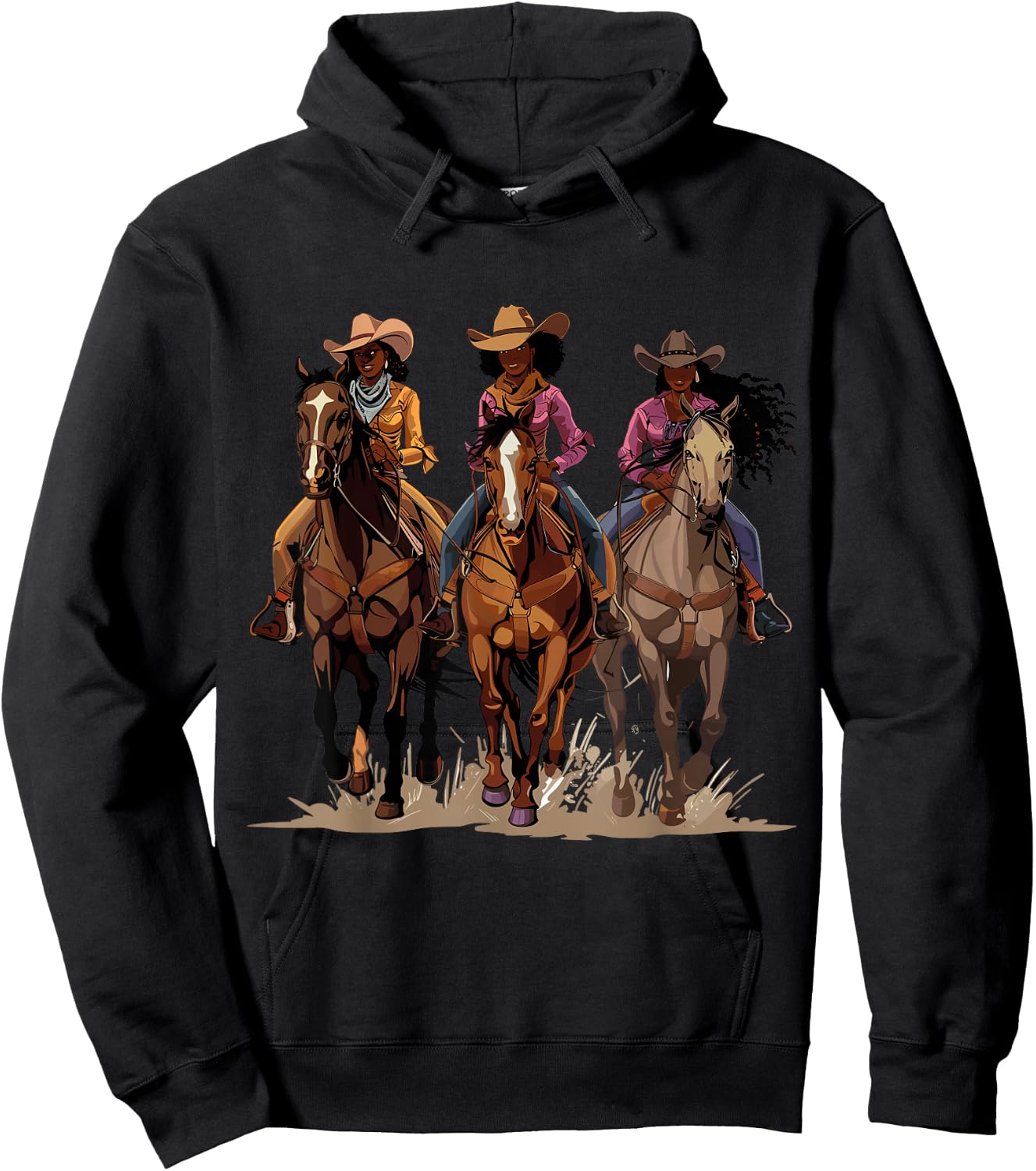 Black African American Cowgirl Western Country Texas Rodeo Hoodie - Hoodie | Black