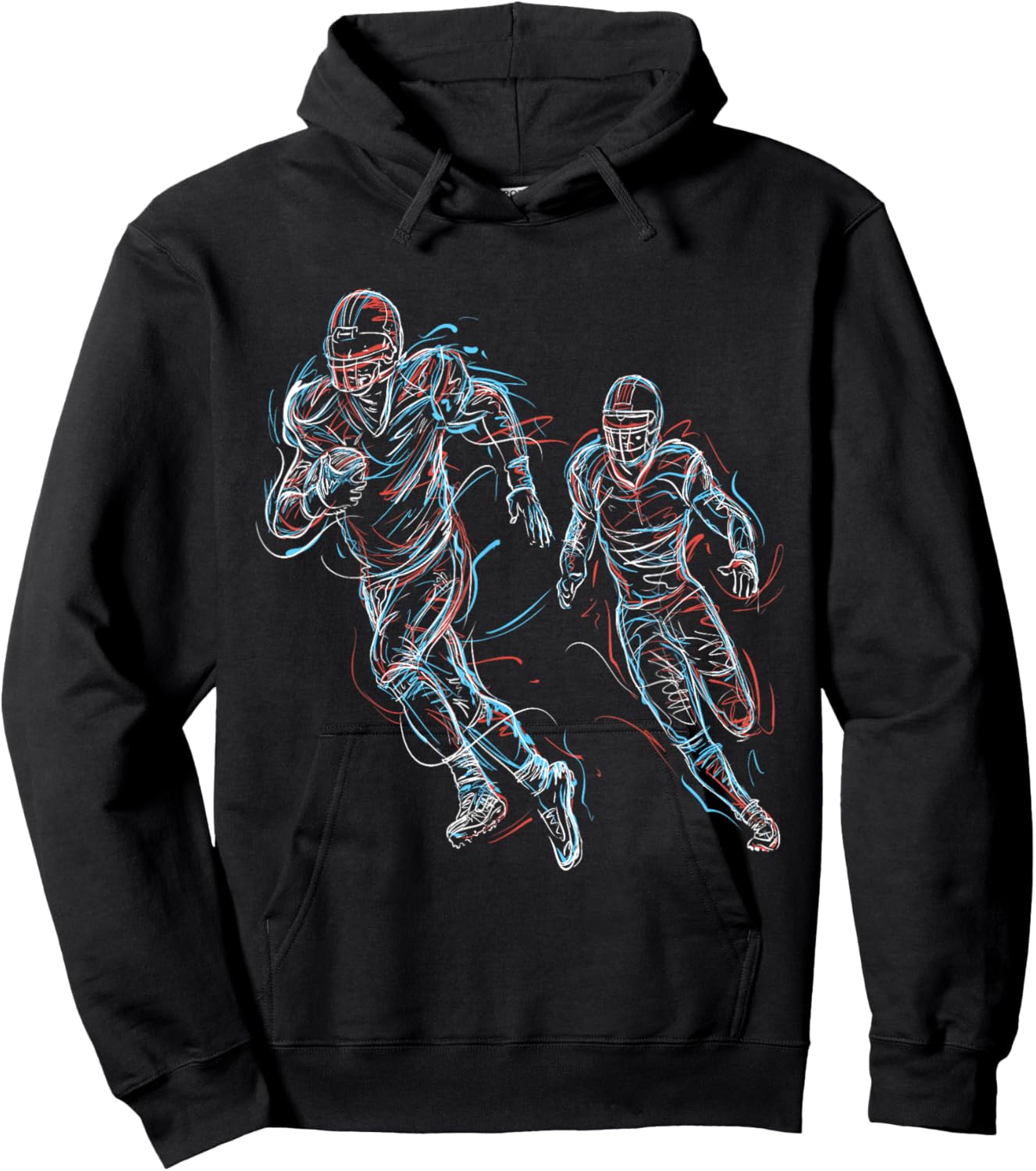 American Football Player Colourful Lines Design Hoodie - Hoodie | Black