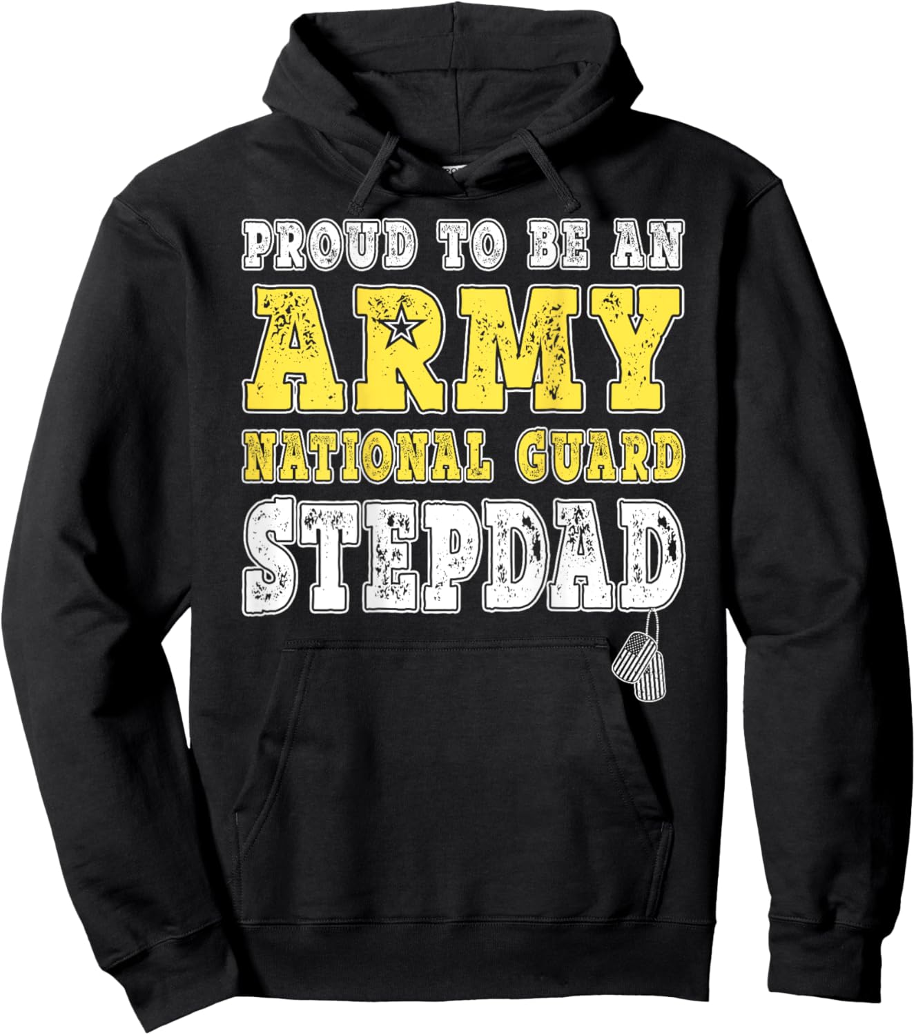 Proud To Be An Army National Guard Stepdad Military Step-Dad Hoodie - Hoodie | Black