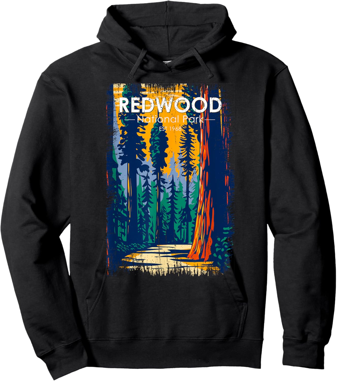 Redwood National Park Vintage Distressed Hoodie - Hoodie | Black