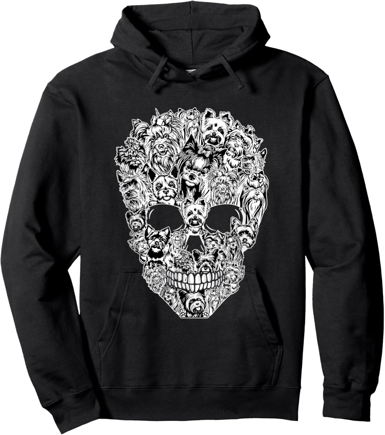 Funny Yorkshire Terrier Skull Dog Skeleton Halloween Hoodie - Hoodie | Black