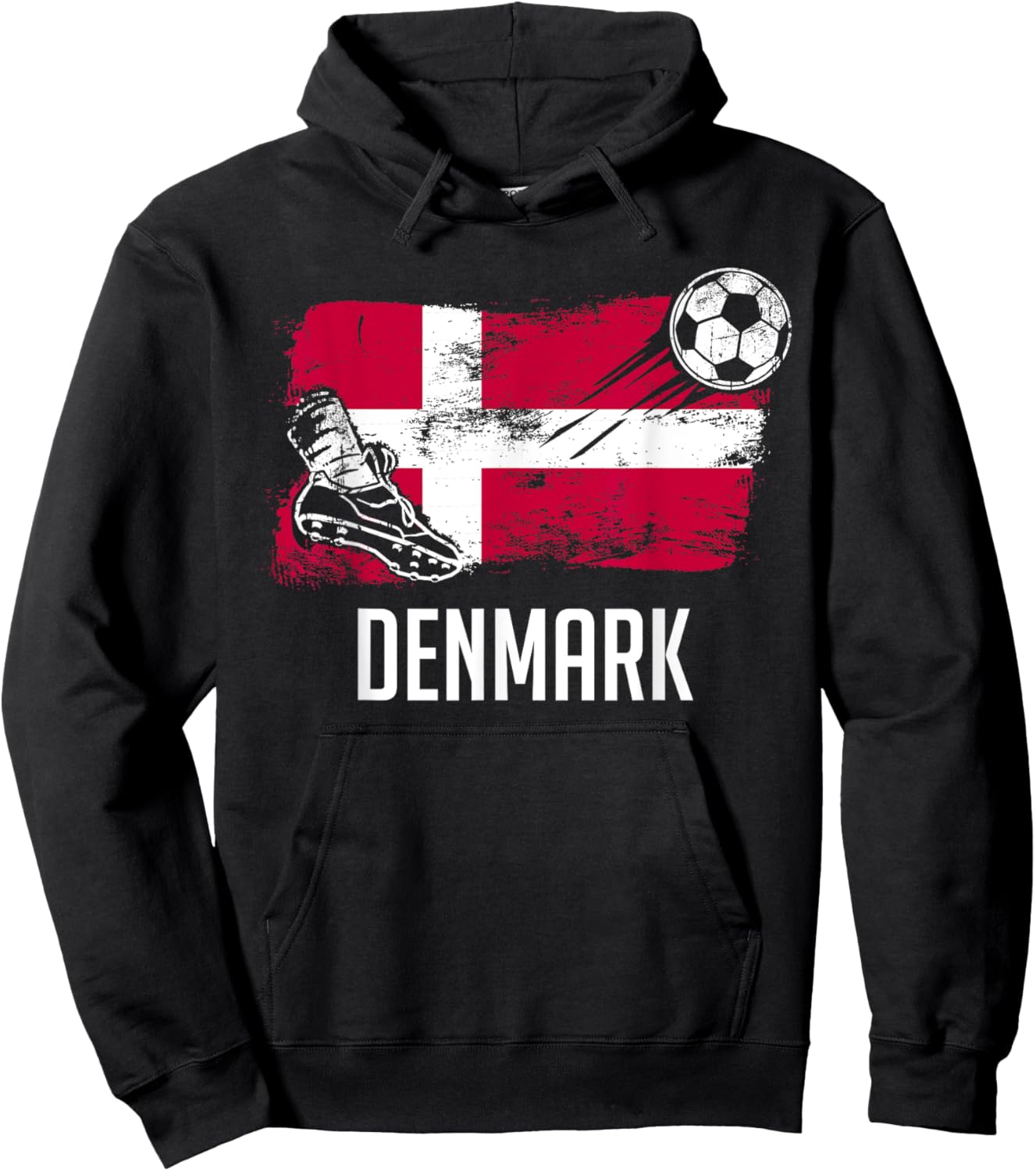 Denmark Flag Jersey Danish Soccer Team Danish Hoodie - Hoodie | Black