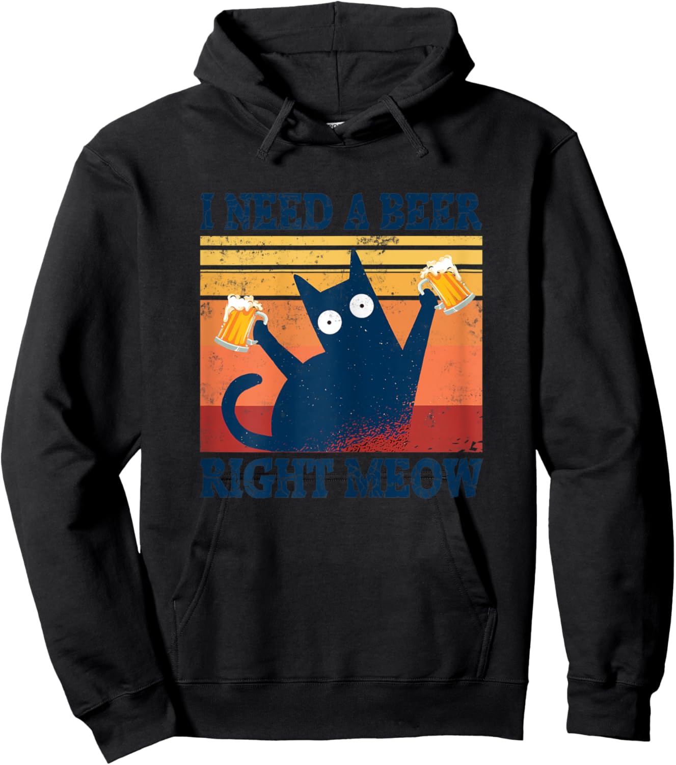 I Need A Beer Right Meow Cat Tops Summer Dress Beer Cat Hoodie - Hoodie | Black
