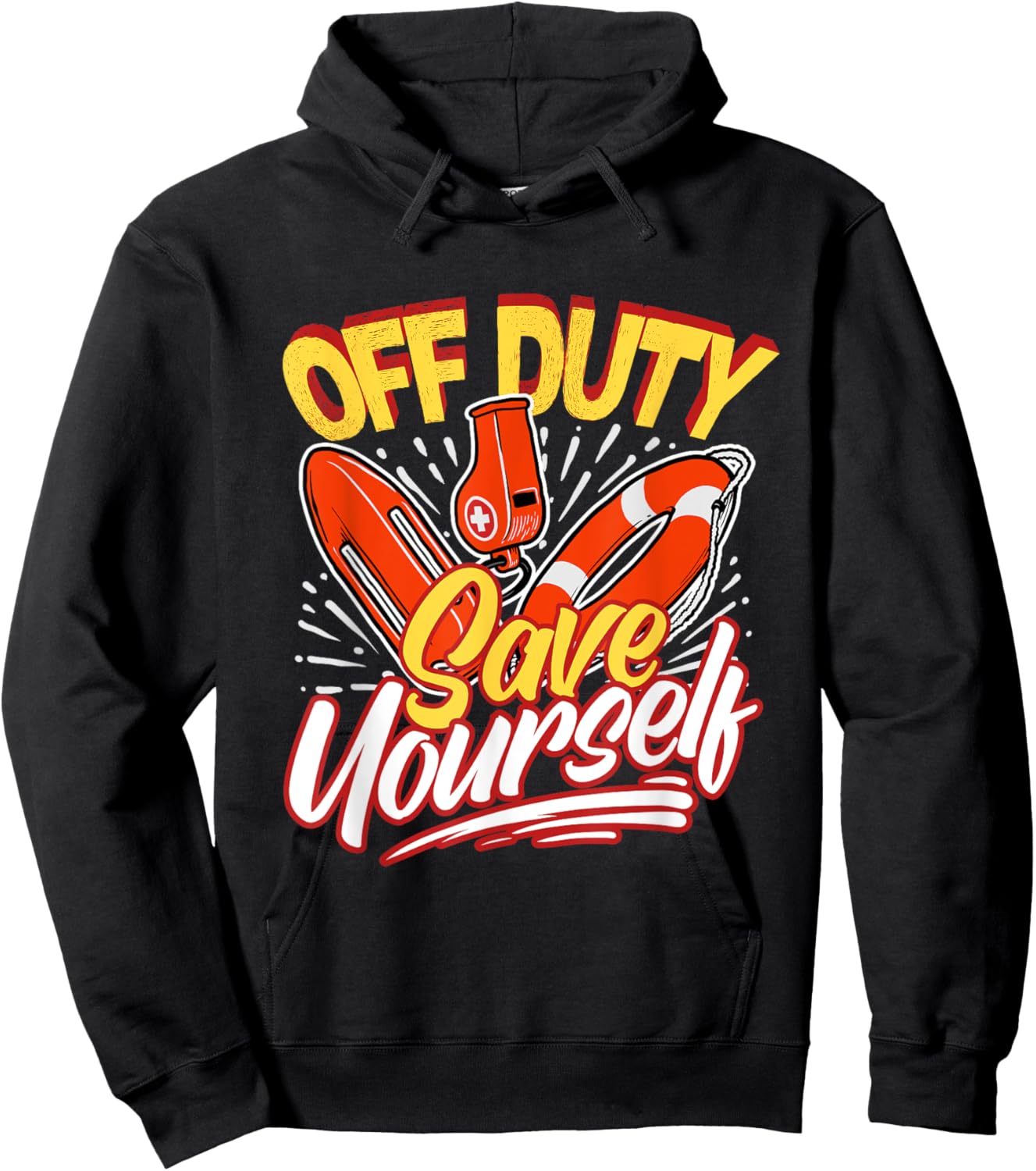 Funny Swim Coach Gifts Off Duty Save Yourself Humorous Modern Black Hoodie - Hoodie | Black